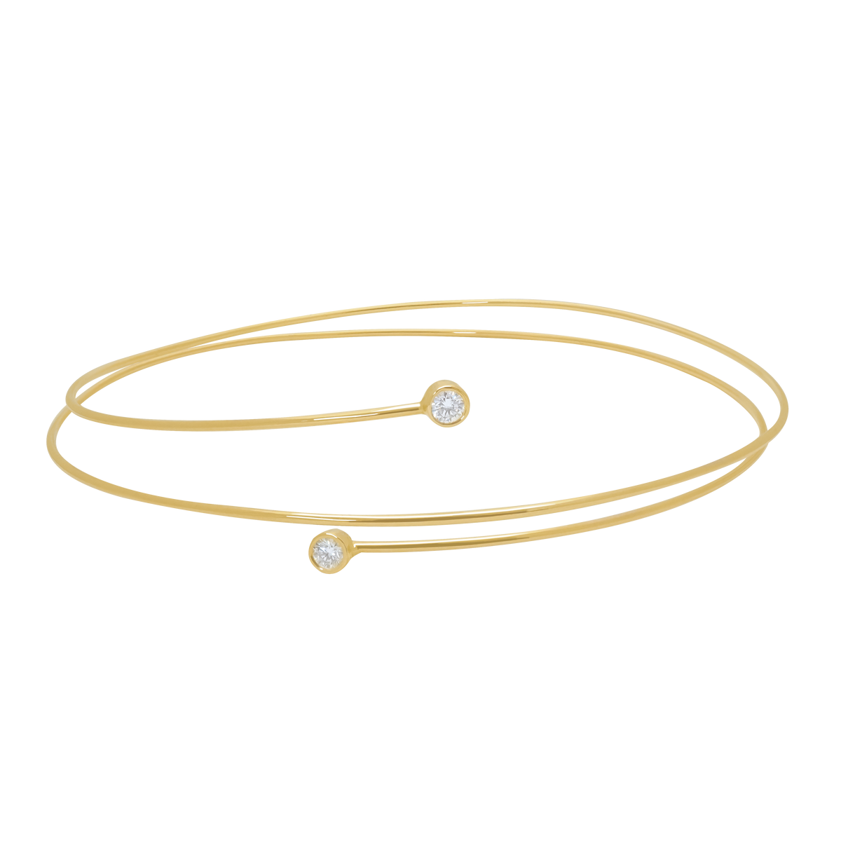 Pulsera en oro amarillo de 18K doble espiral con brillantes
