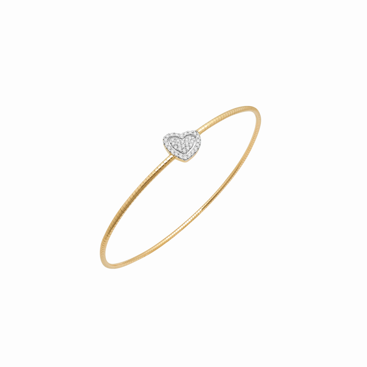 Pulsera oro amarillo 18K entorchado canastilla corazón con brillantes