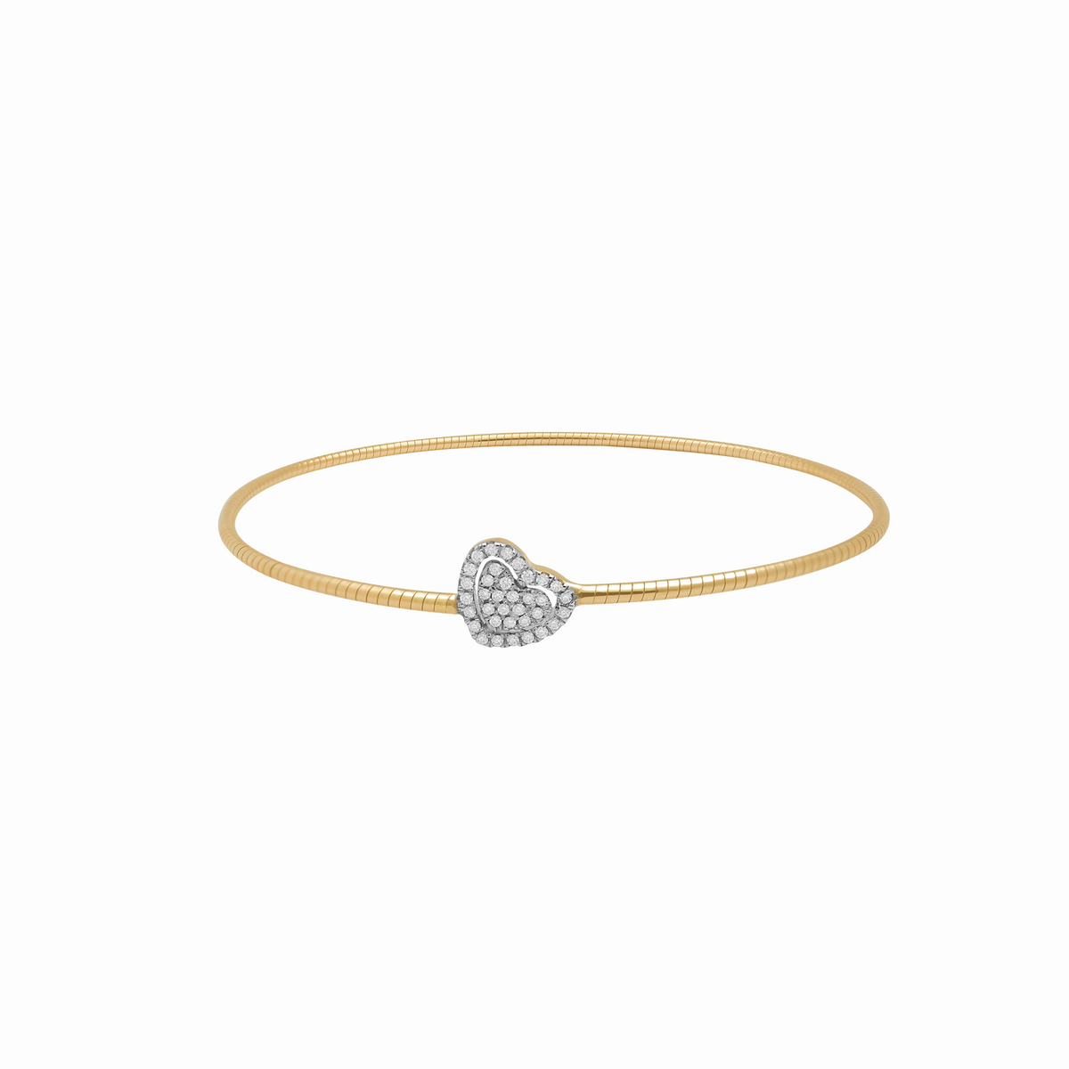 Pulsera oro amarillo 18K entorchado canastilla corazón con brillantes