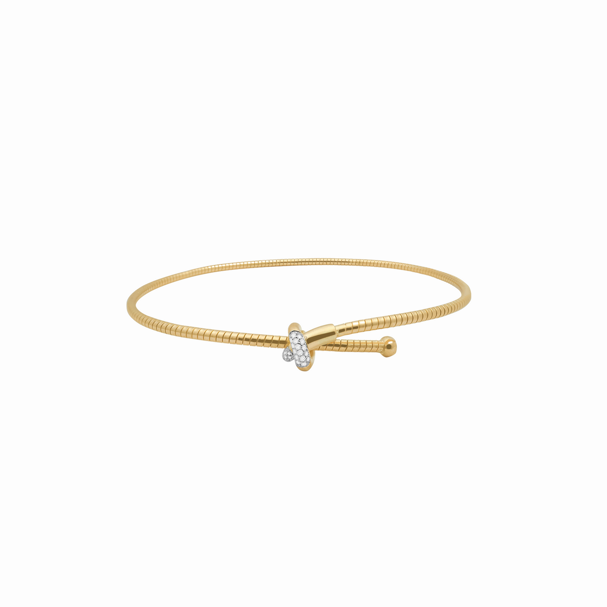 Pulsera en oro amarillo 18K oval entorchado nudo y brillantes