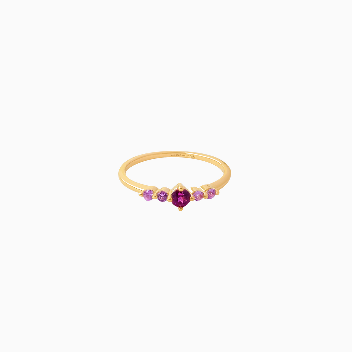 Anillo en oro amarillo de 18K cintillo con turmalinas y zafiros rosa