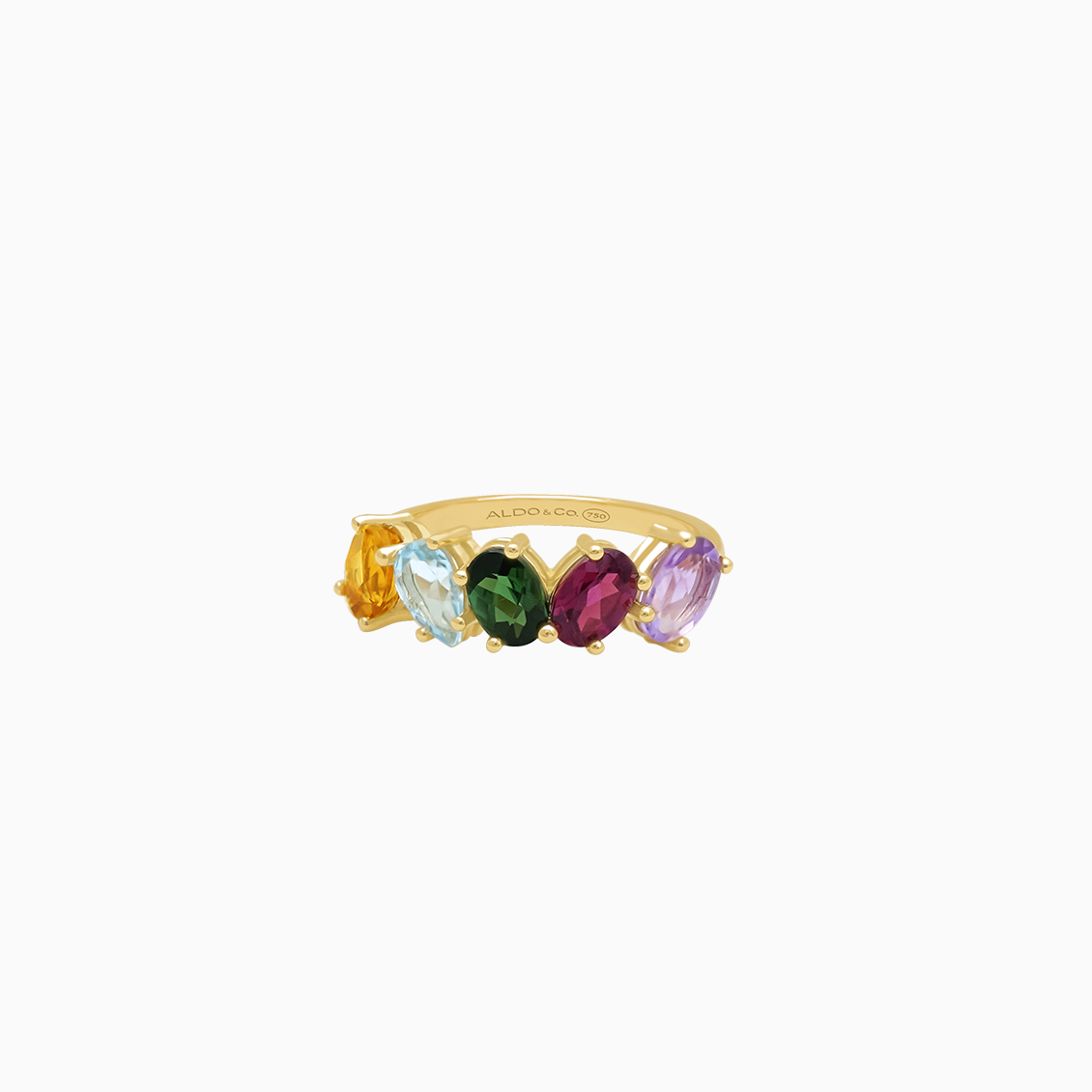 Anillo en oro amarillo de 18K con piedras de colores
