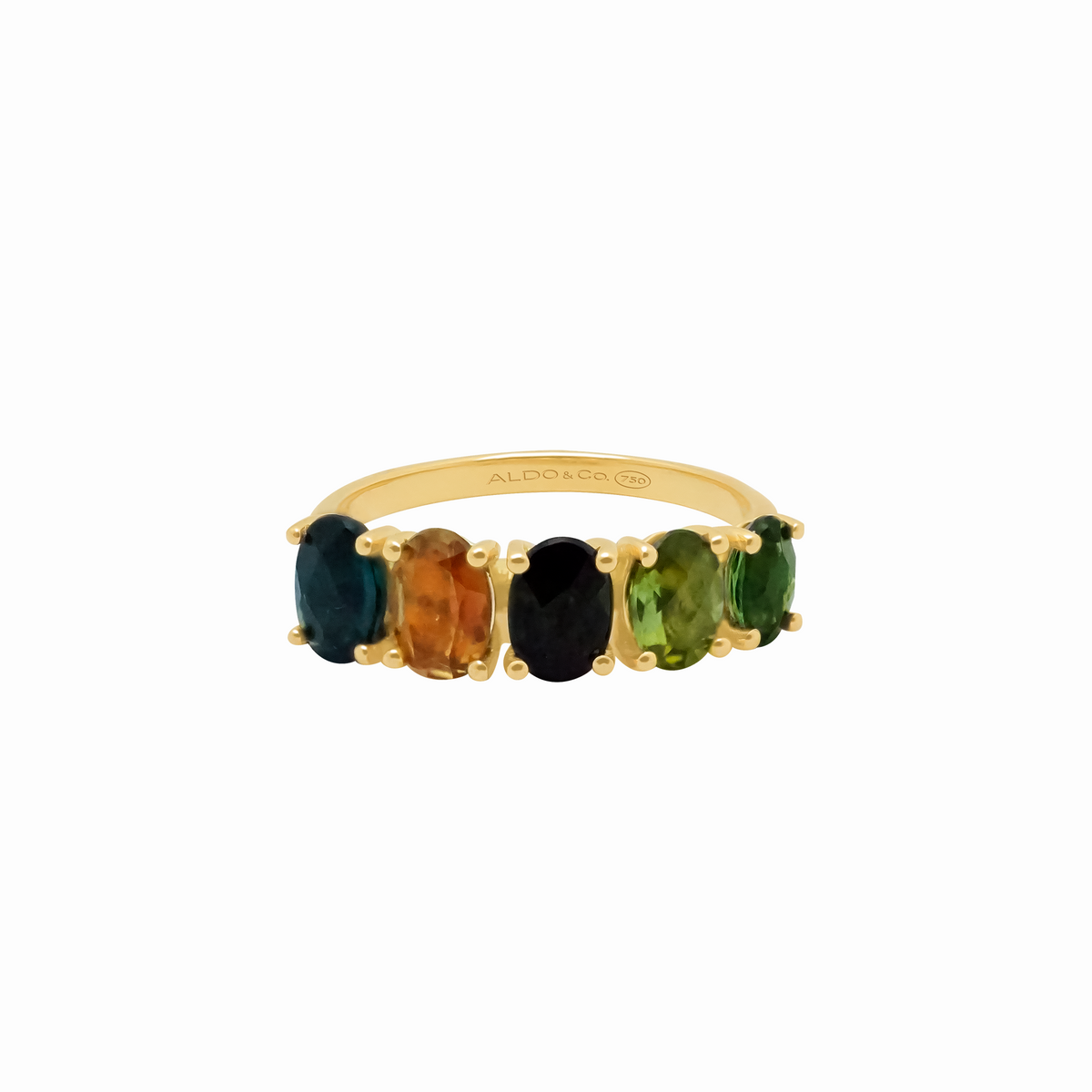 anillo en oro amarillo 18K con turmalinas