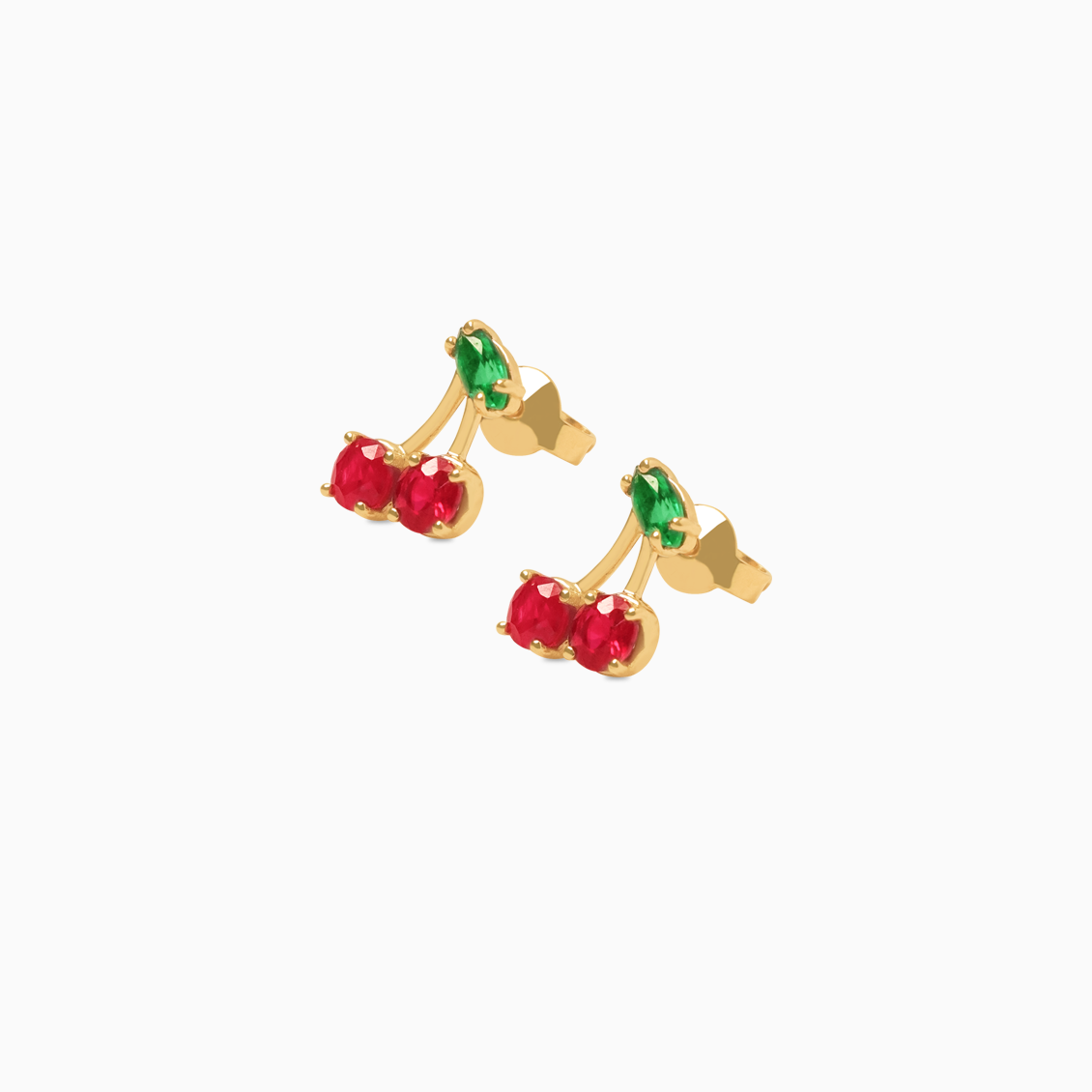 Aretes en oro amarillo de 18K cerezas