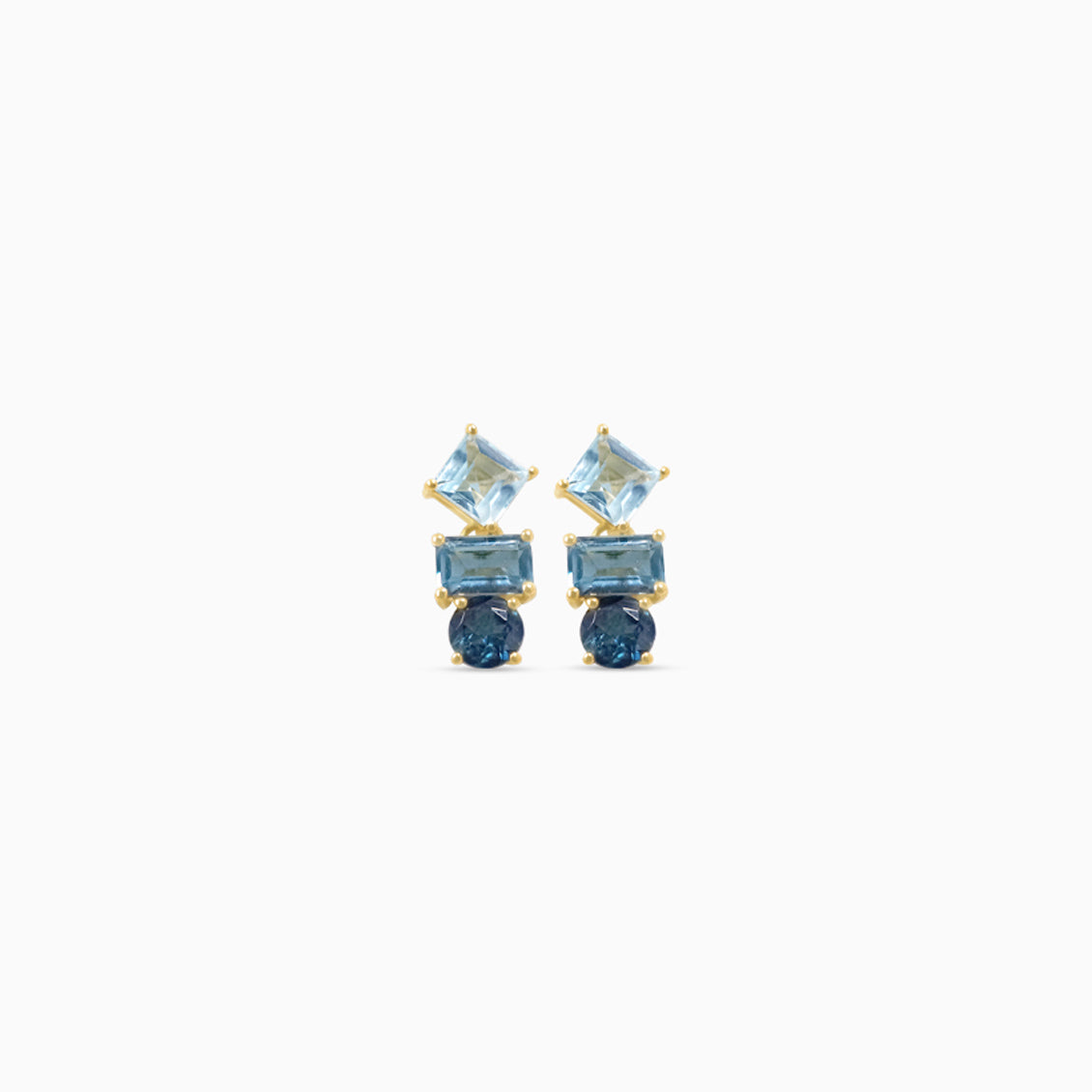 Aretes oro amarillo 18K con topacio azul