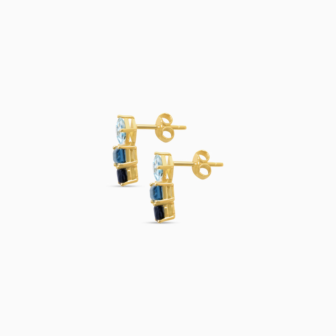 Aretes oro amarillo 18K con topacio azul