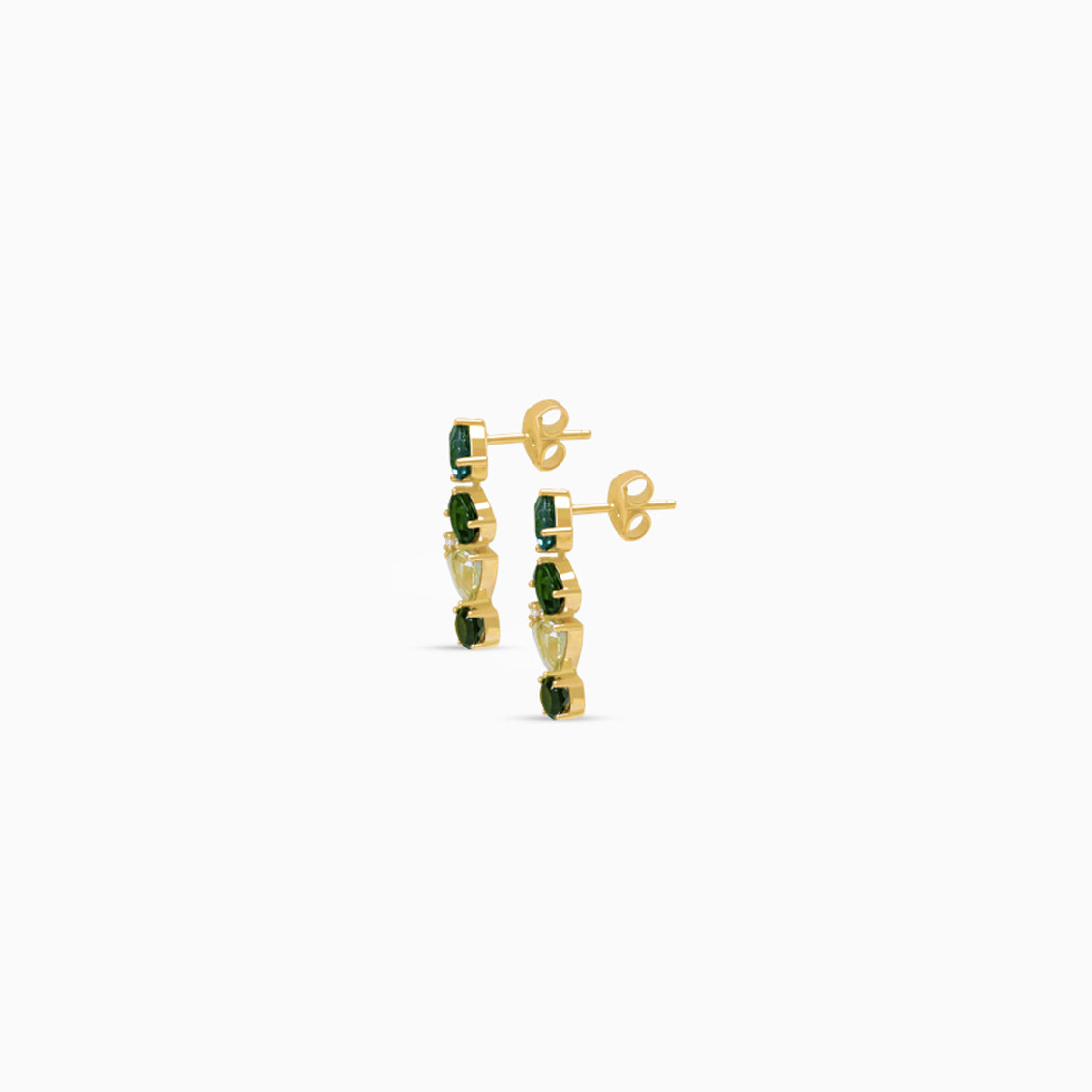 Aretes oro amarillo 18K largos con turmalina