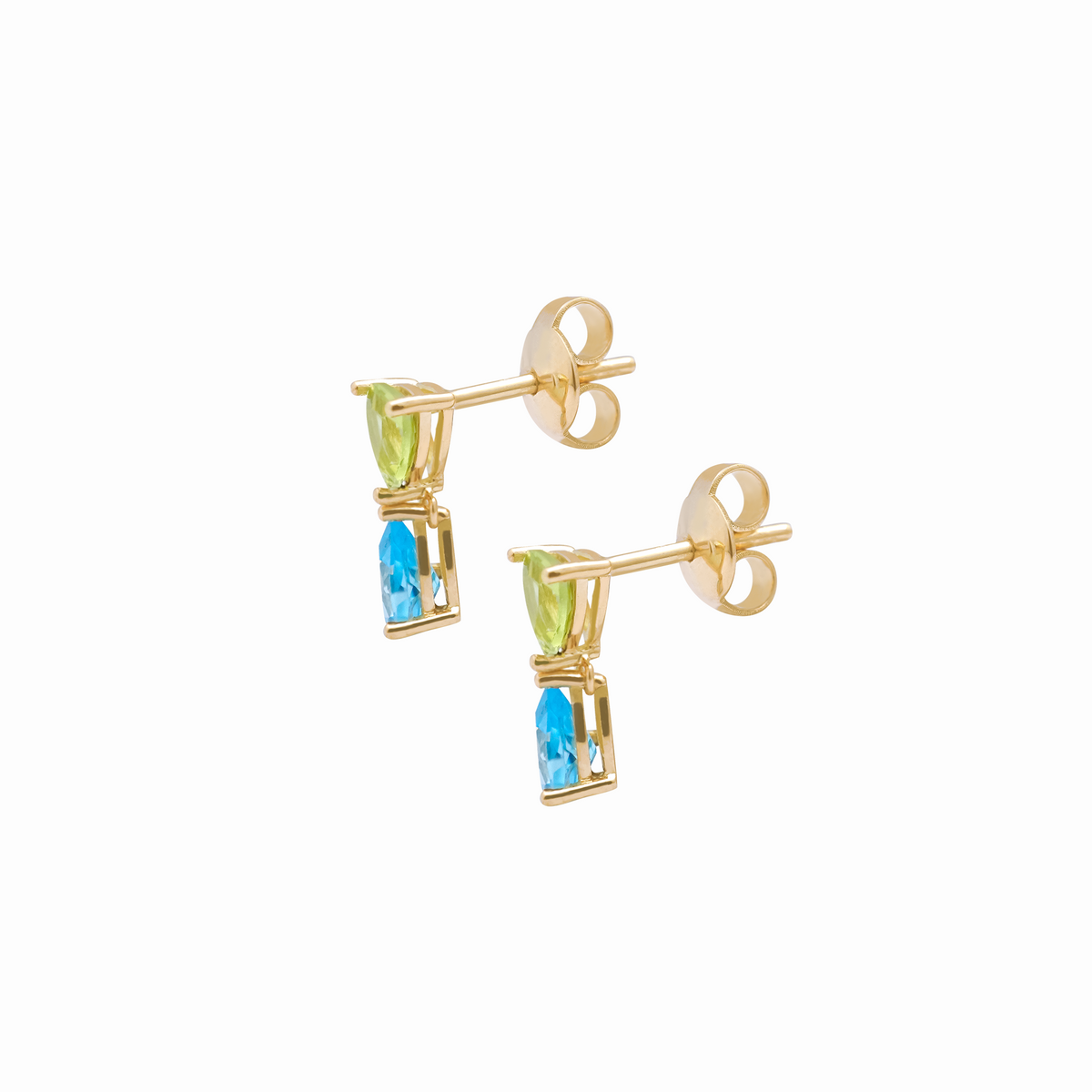 Aretes en oro amarillo 18K con peridoto y topacio