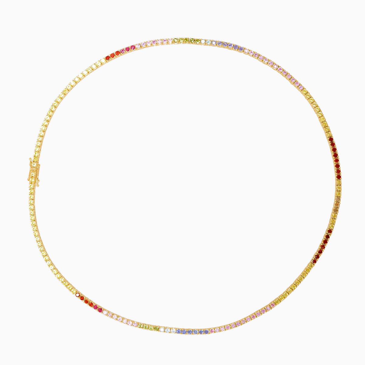 Collar en oro amarillo 18K diseño tennis con piedras multicolor