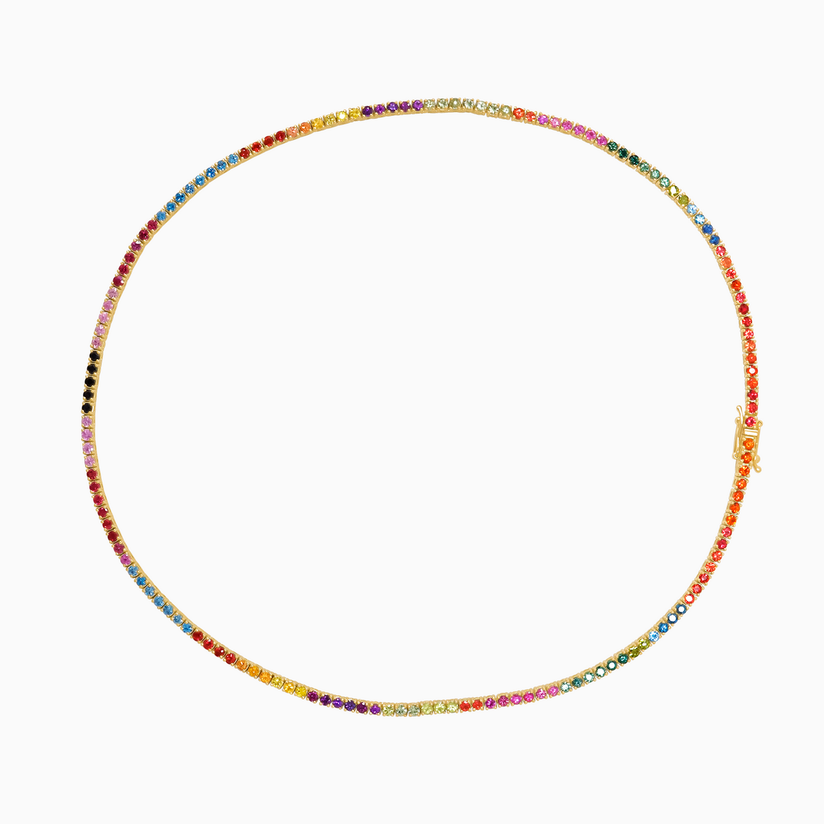 Collar en oro amarillo 18K diseño tennis con piedras multicolor