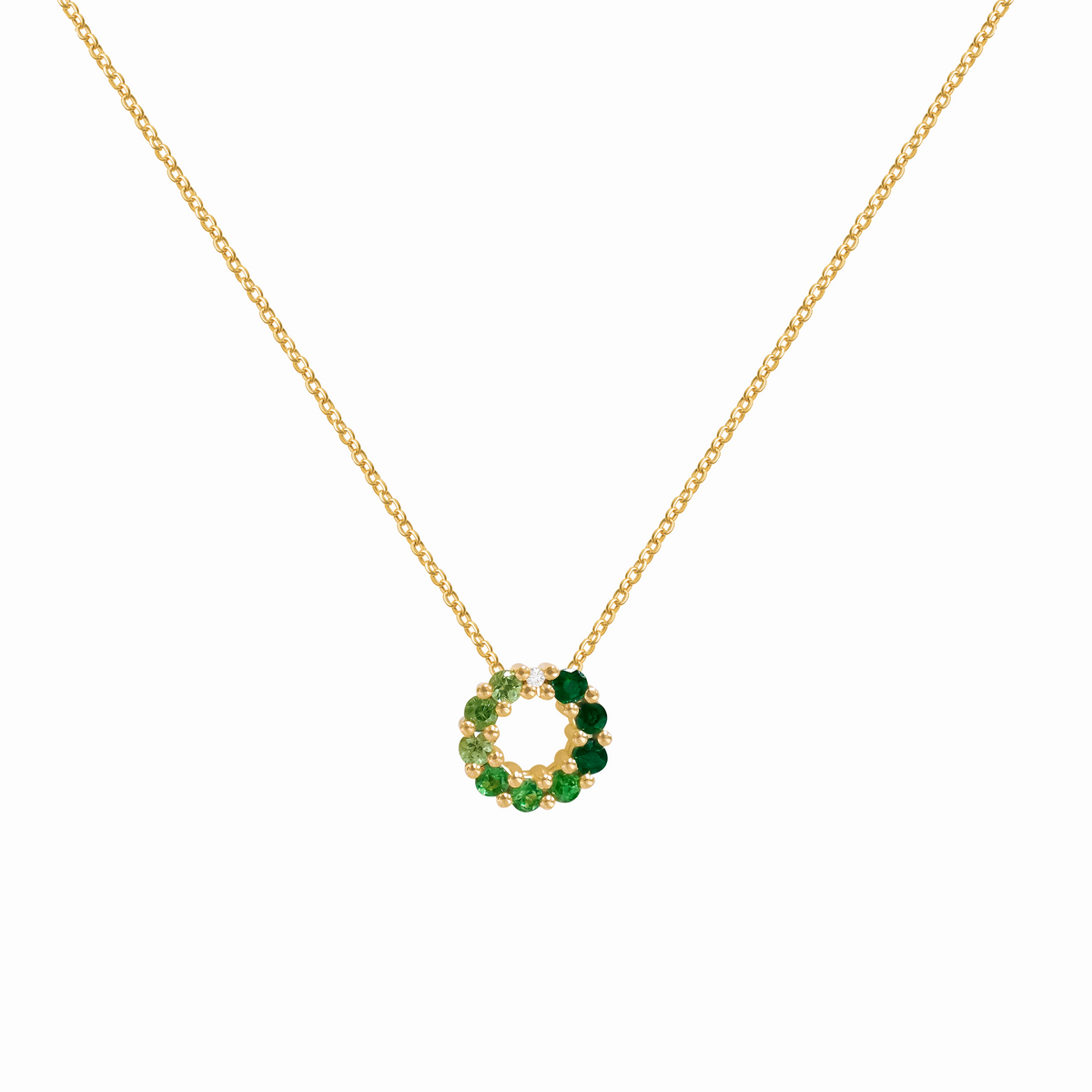 Collar en oro amarillo 18K circular calado con piedras diversas 0.245 ct