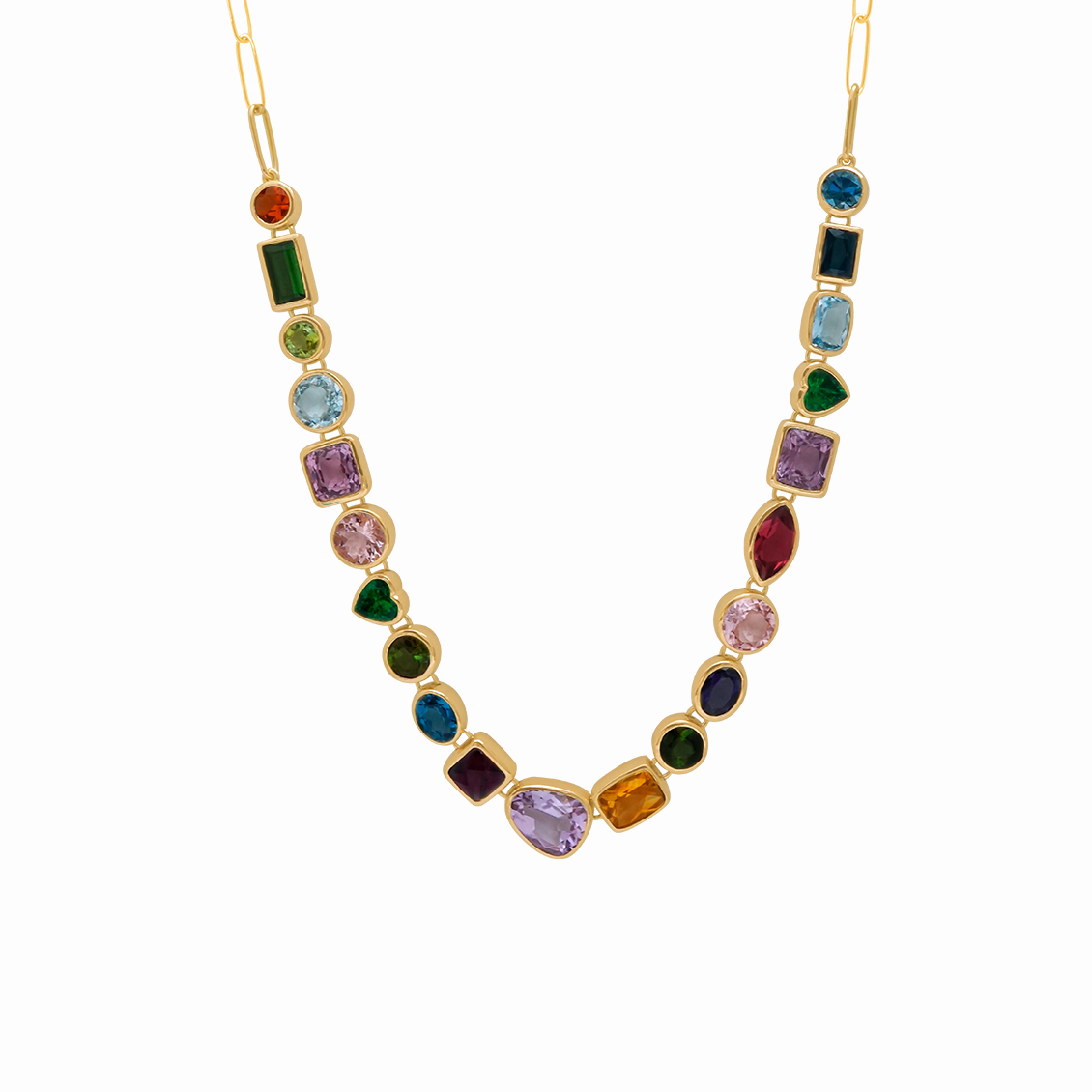 Collar con piedras diversas con biseles y cadena Mila eslabonada