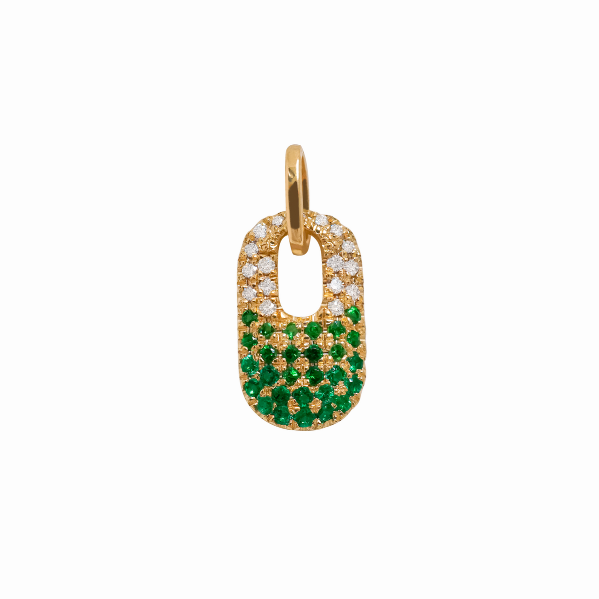 Dije oro amarillo de 18K versátil con esmeraldas por 0.32 ct