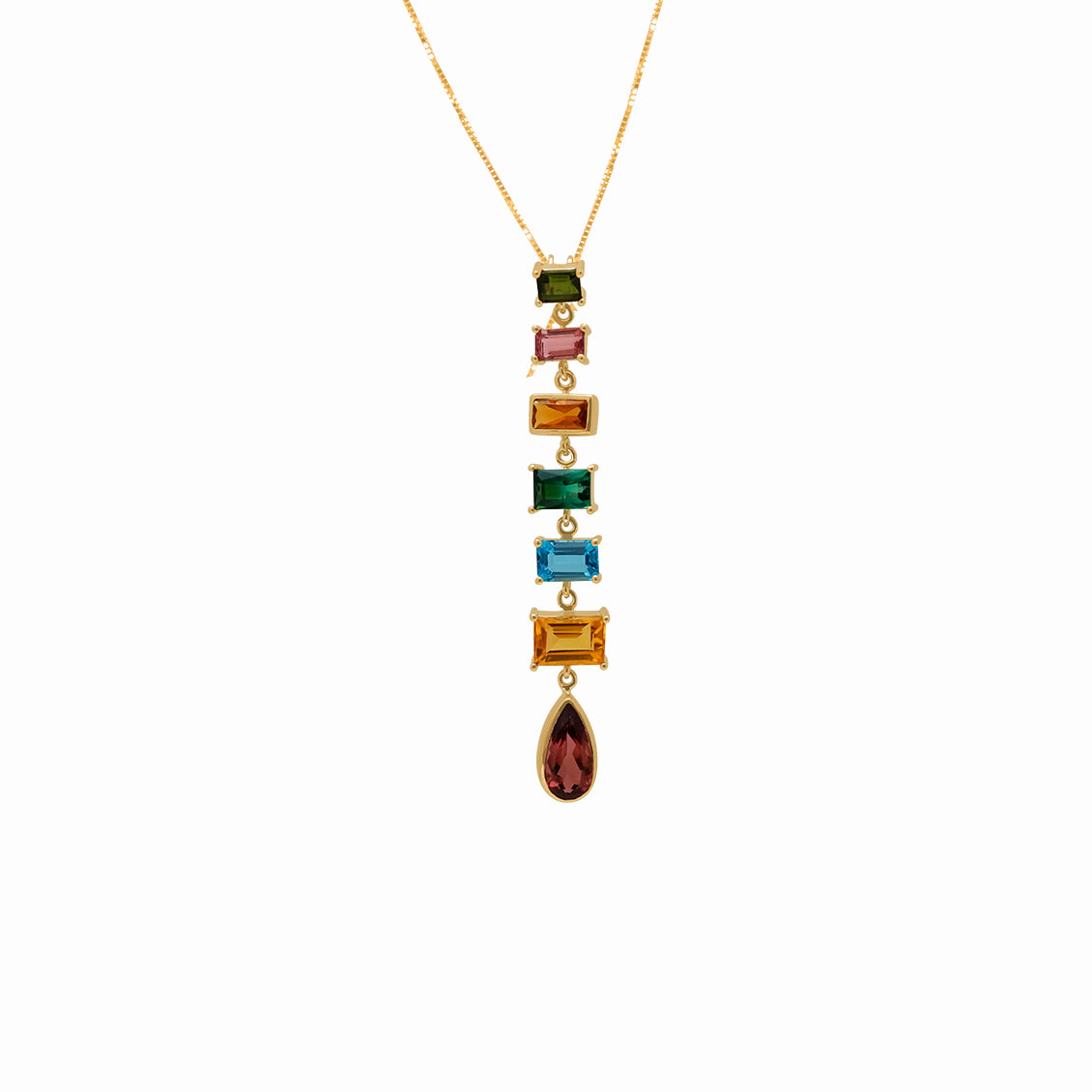 Dije oro amarillo 18K colgante con turmalinas, citrino y topacio london blue