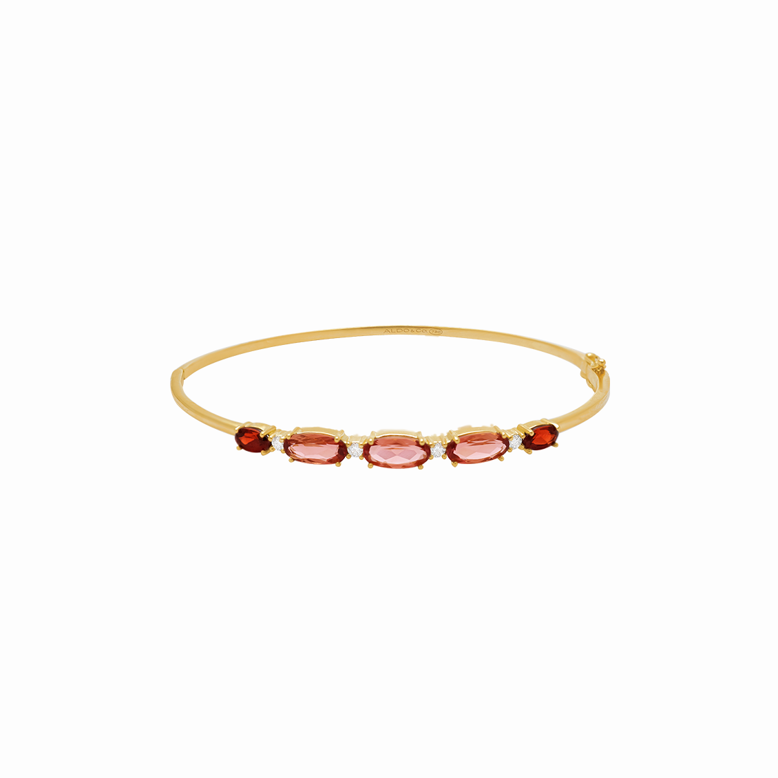 Pulseras en oro amarillo 18K bangle con turmalinas rosa y granate