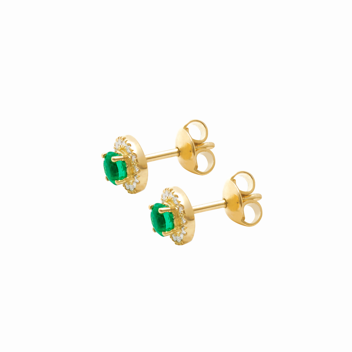 Aretes en oro amarillo 18K con esmeraldas y brillantes