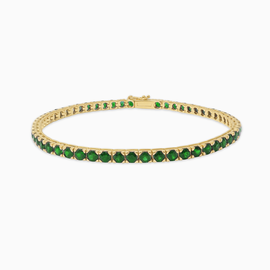 Pulsera en oro amarillo de 18K con esmeraldas