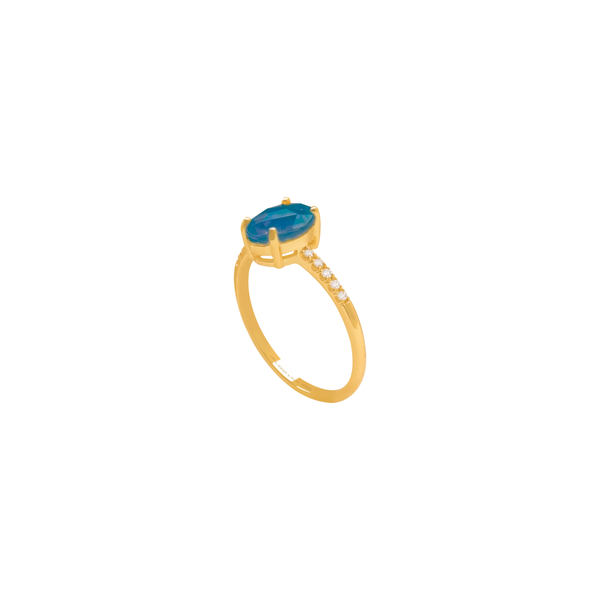 Anillo oro amarillo de 18K con iolita oval