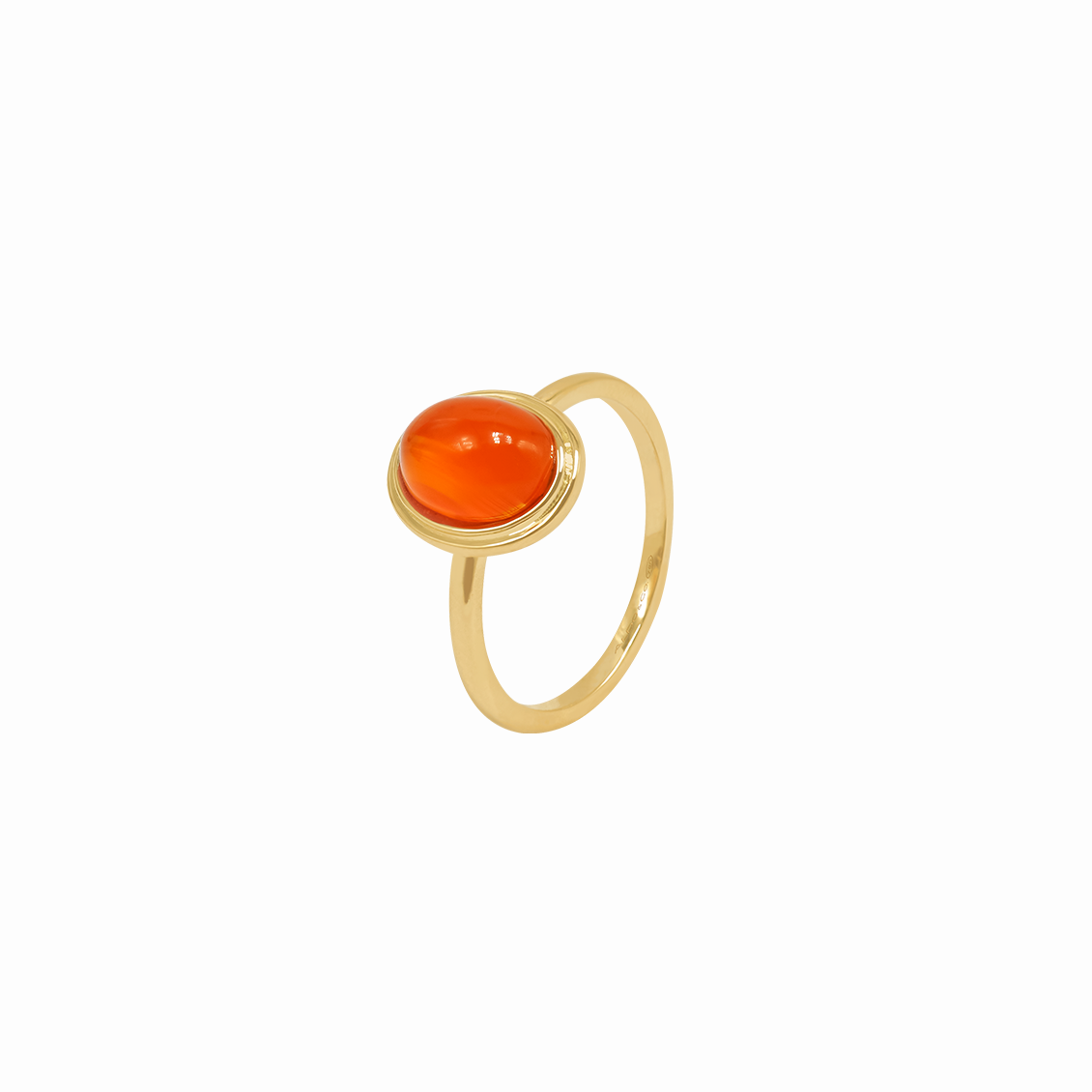 Anillo en oro amarillo de 18K con cabuchón cornalina
