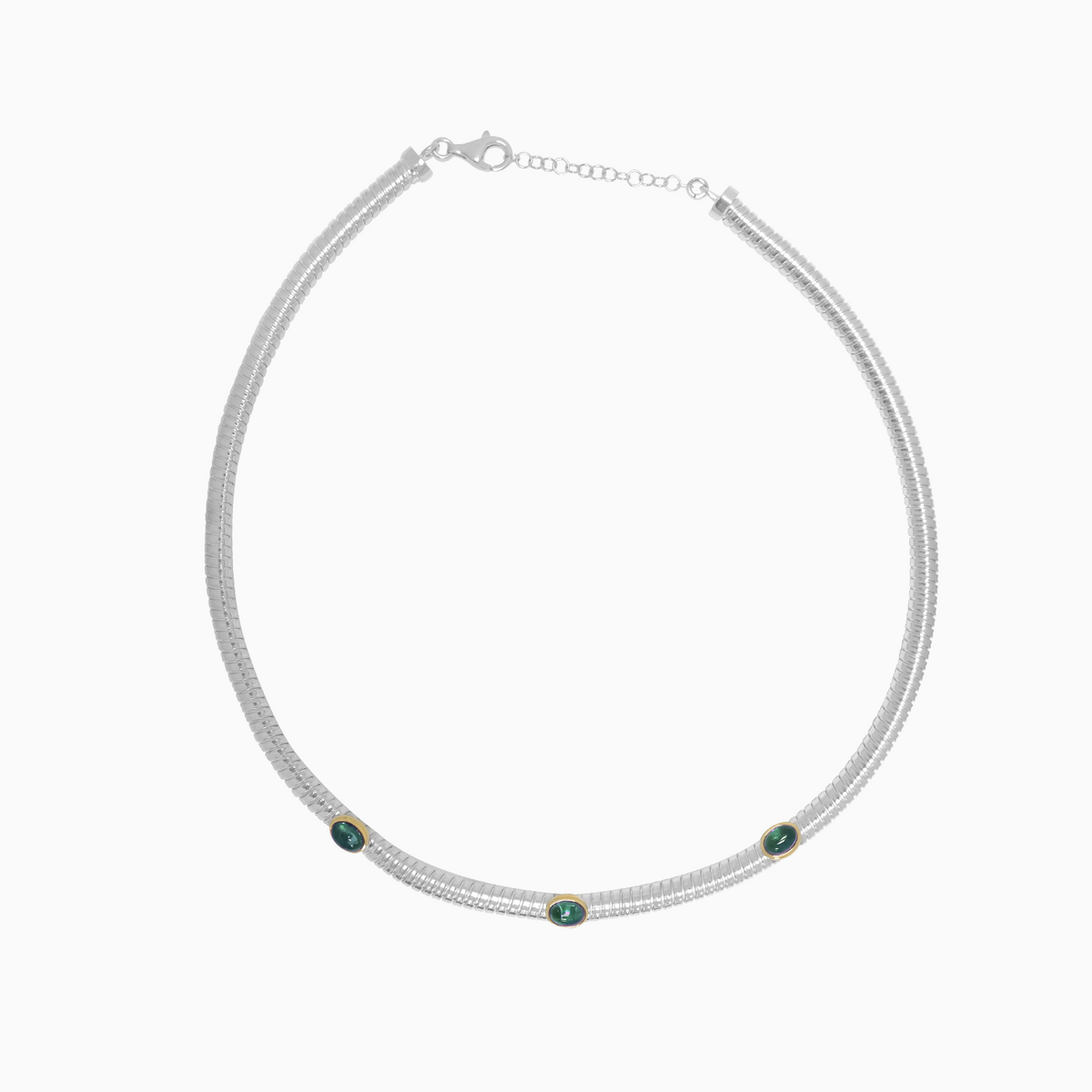 Collar Ánima con Malaquitas en plata 925 en oro 18k
