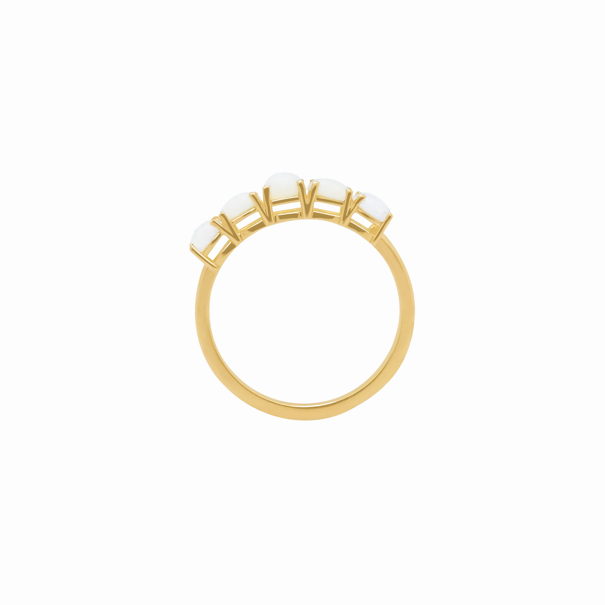 Anillo en oro amarillo 18K medio reviere con ópalos horizontales