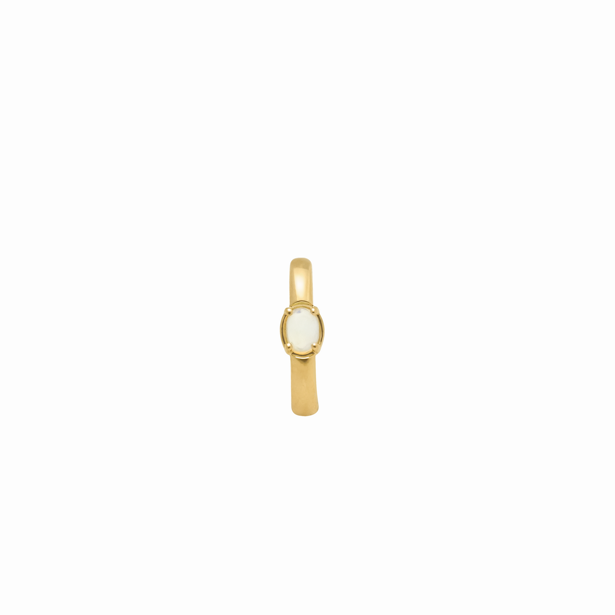 Medio arete piercing en oro amarillo 18K oval semiabierto cabuchon oval