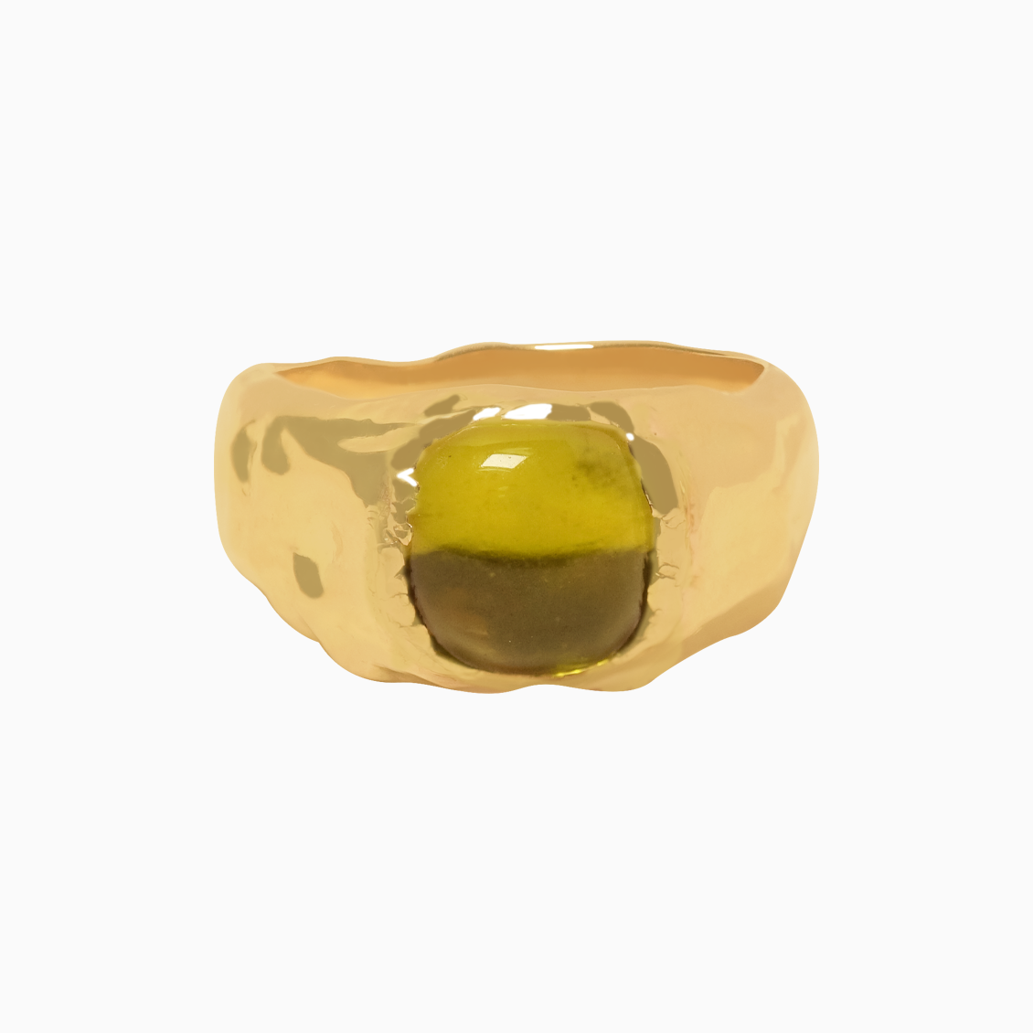 Anillo Radiant chevalier orgánico en oro amarillo de 18K con peridot