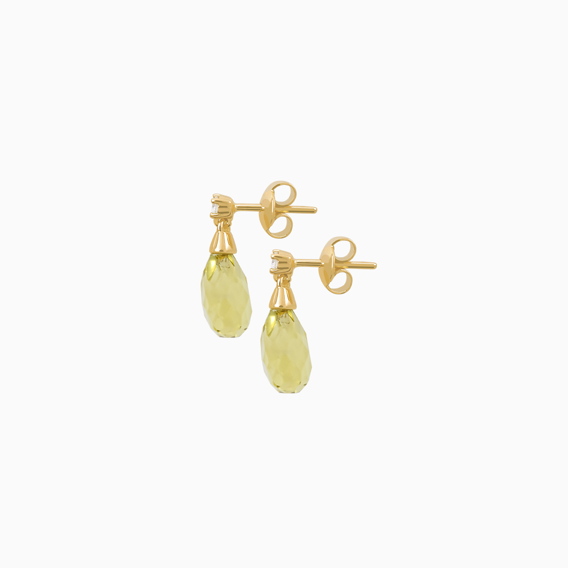 Aretes oro amarillo 18K colgante con peridoto y brillantes