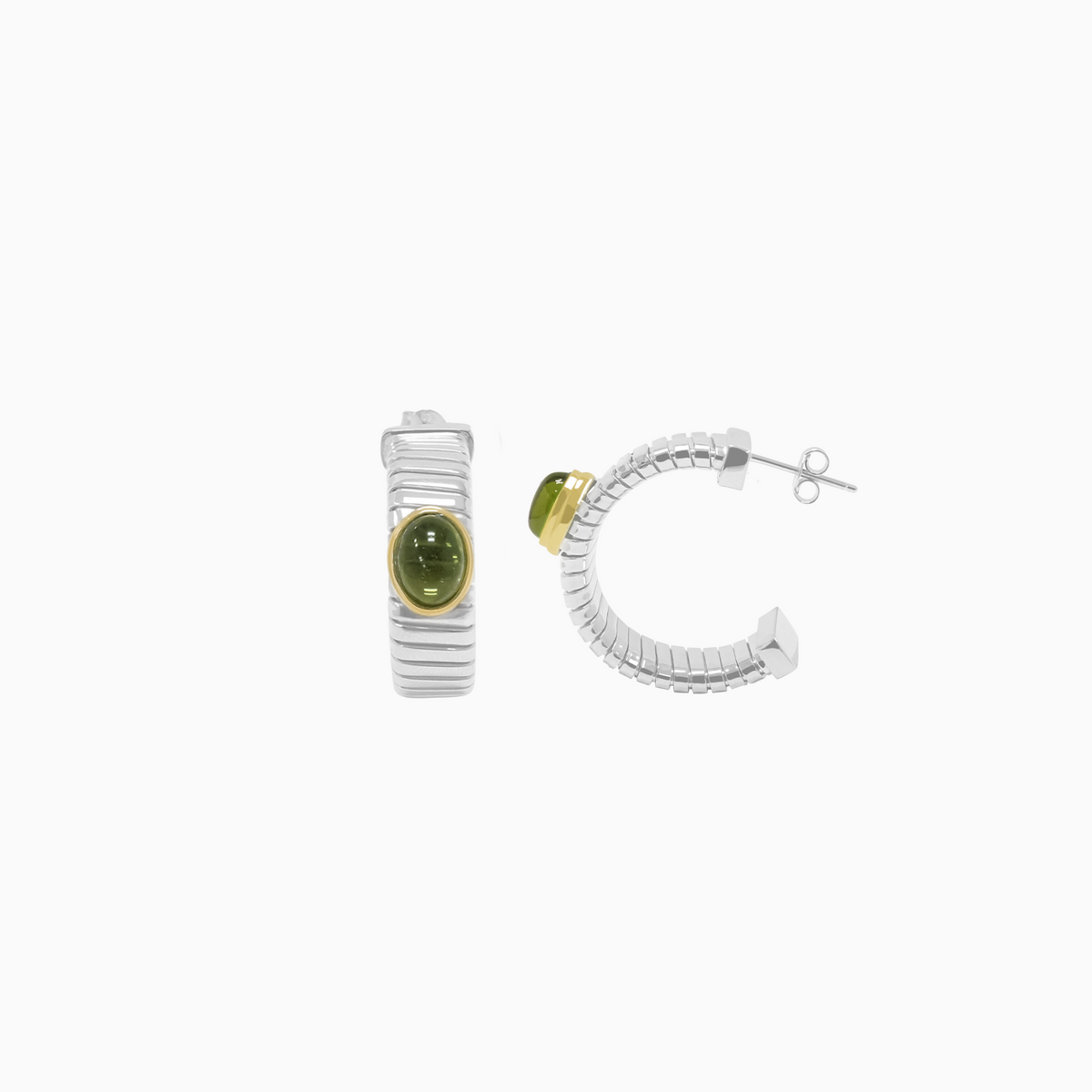 Aretes Ánima con Peridoto en plata 925 en oro 18k