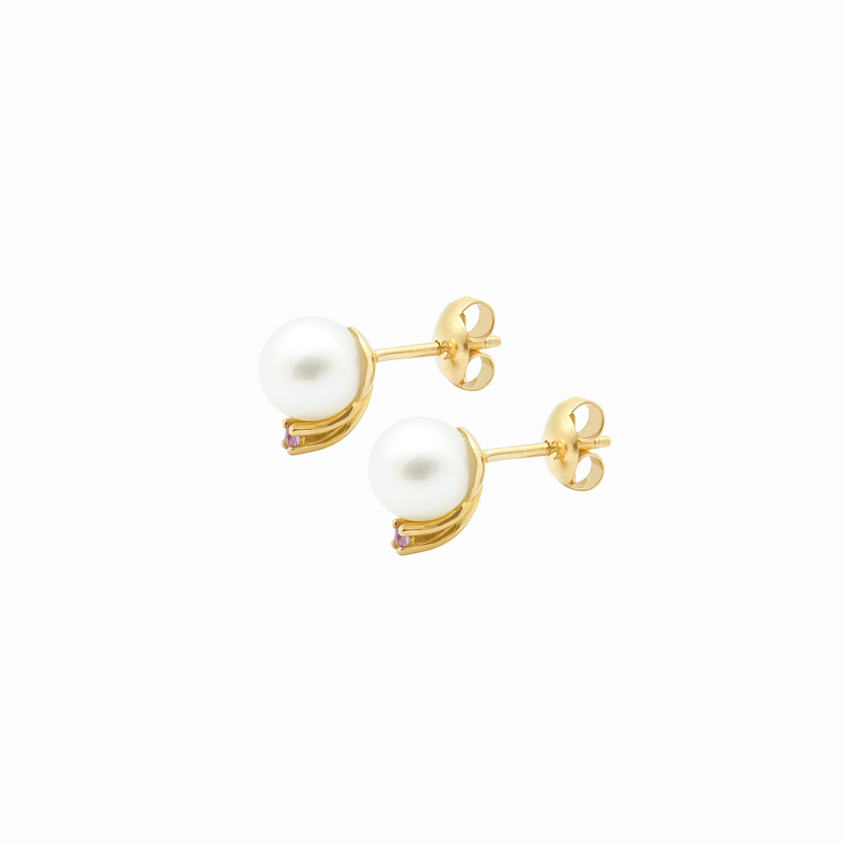 Aretes en oro amarillo de 18K con perla y amatista
