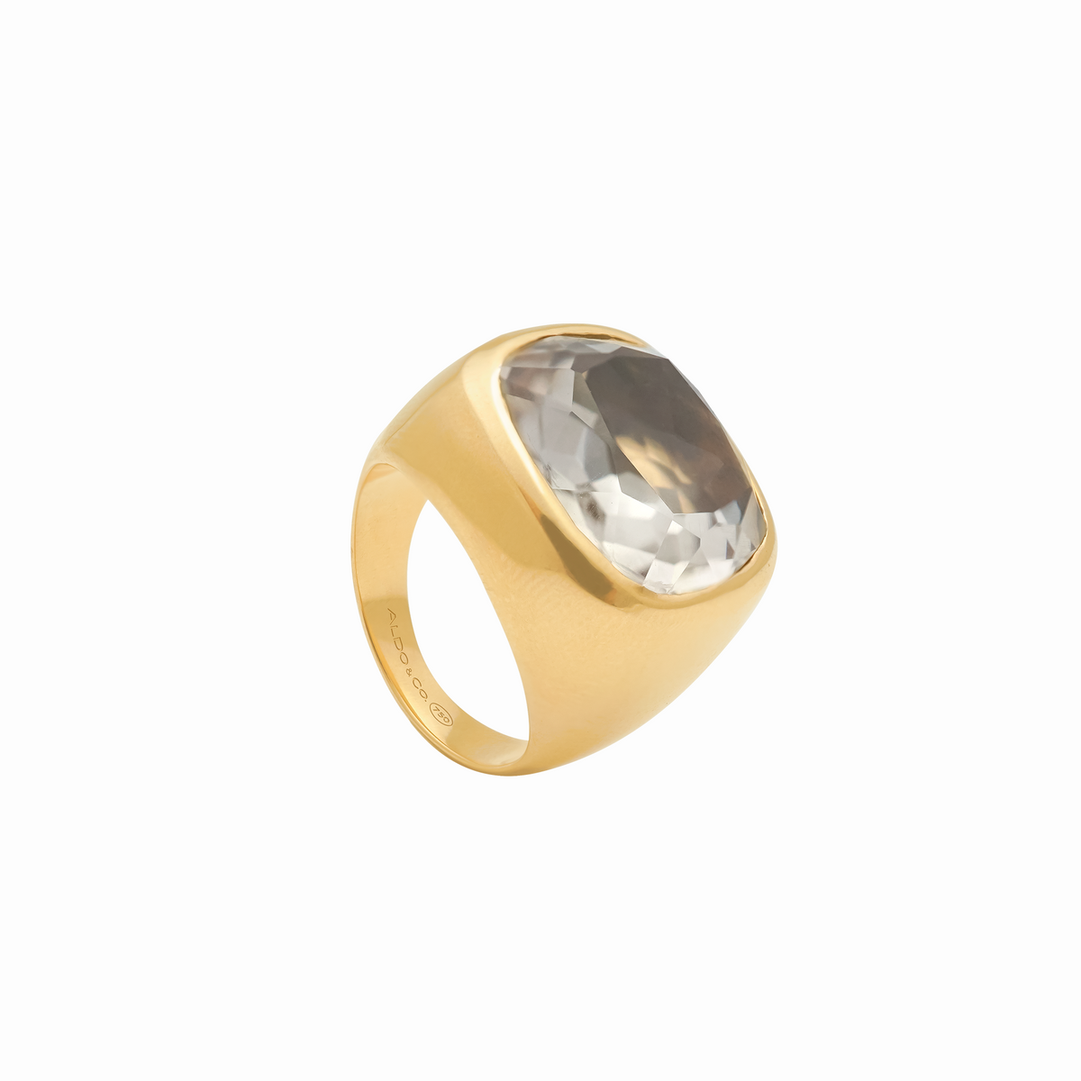 Anillo oro amarillo 18K cuarzo fume