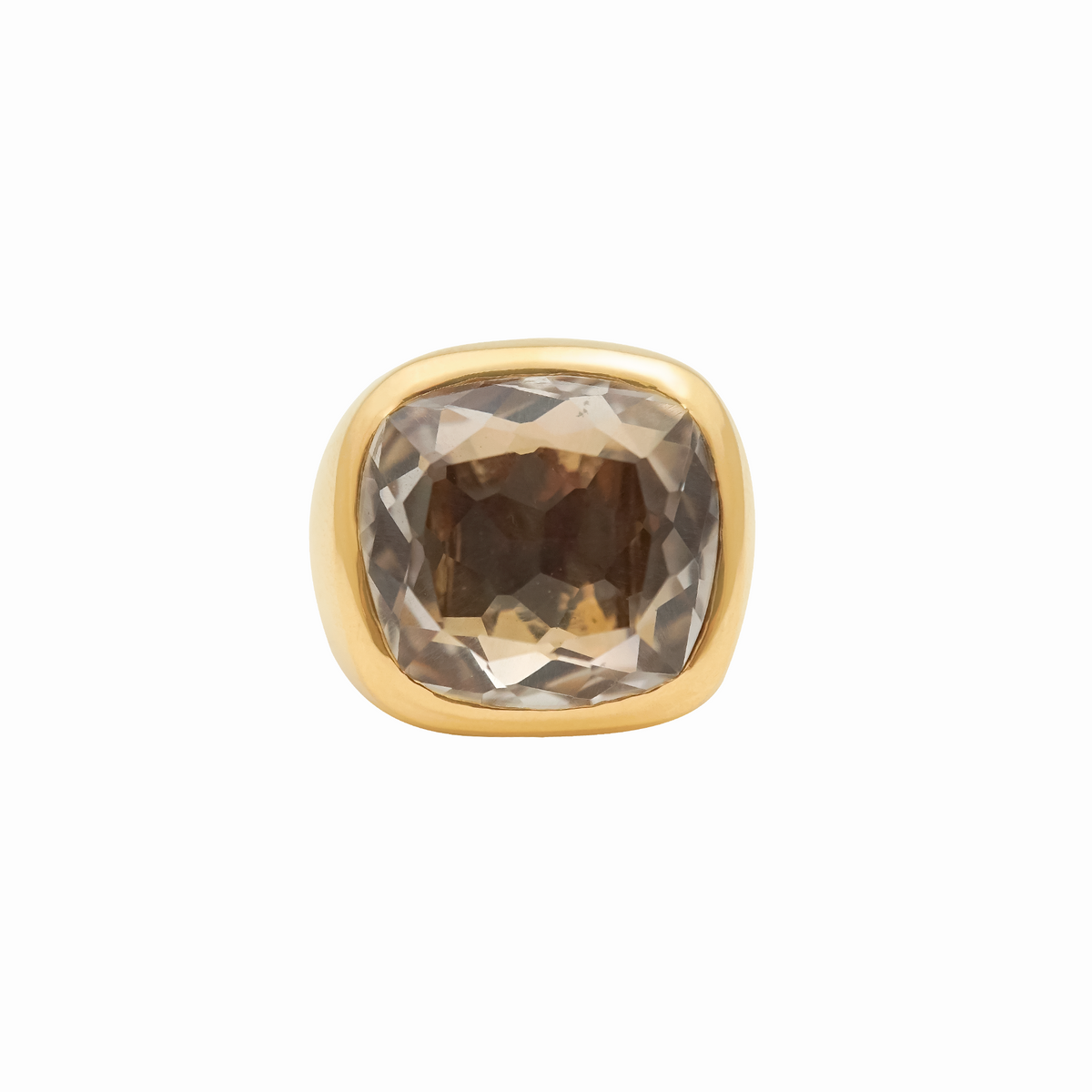 Anillo oro amarillo 18K cuarzo fume