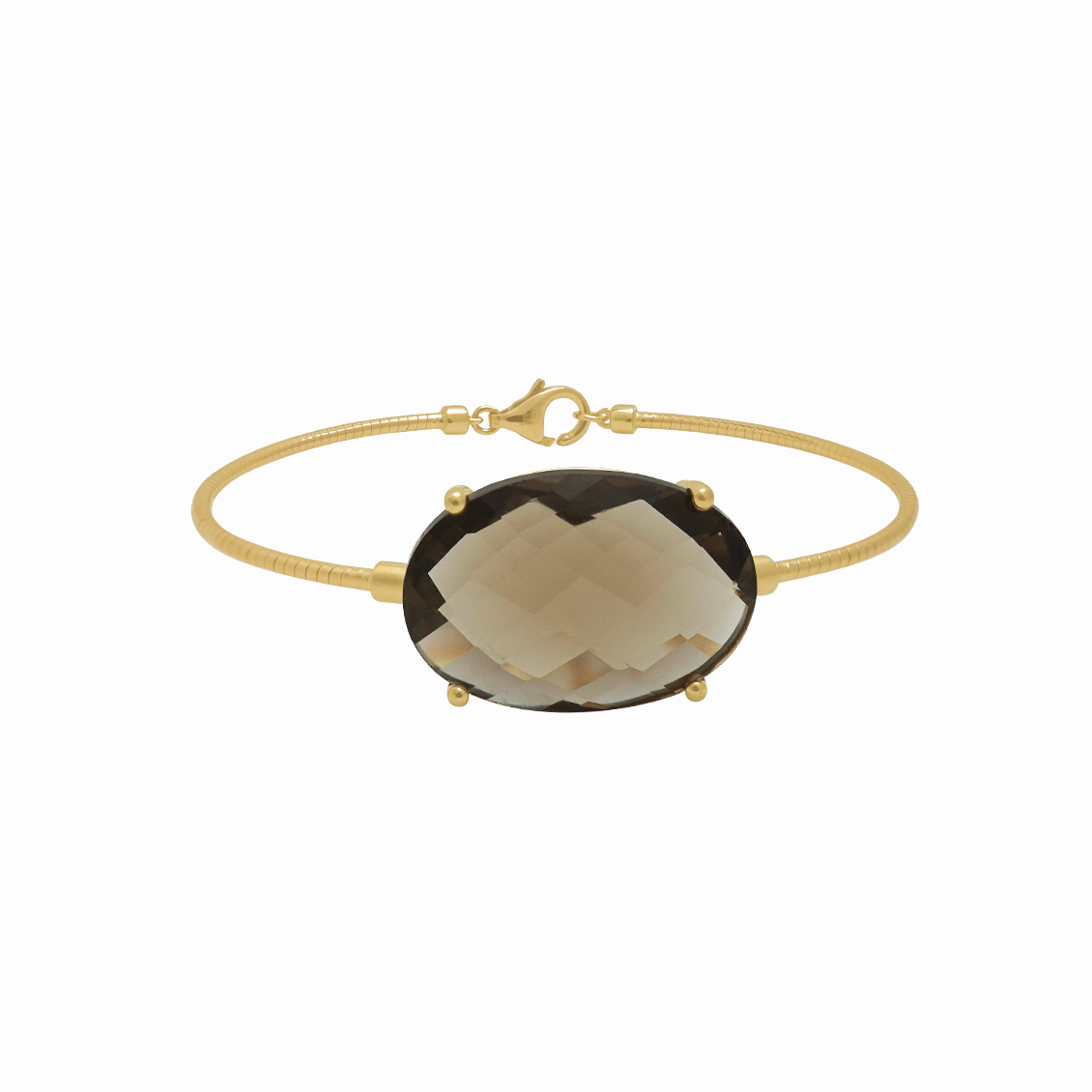 Pulsera en oro amarillo 18K bangle oval entorchado con curazo fume
