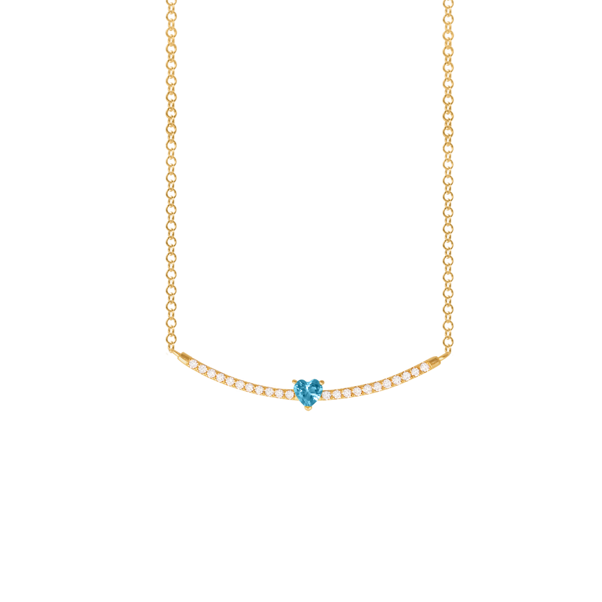 Collar corazón en oro amarillo de 18K con topacio y brillantes