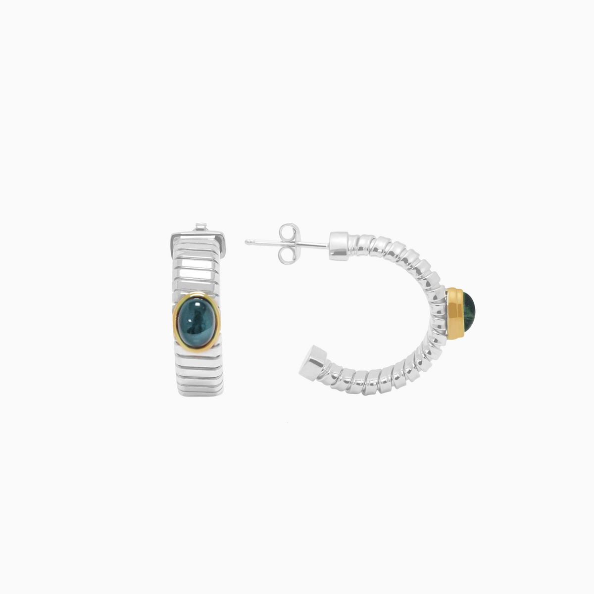 Aretes Ánima con Topacio London Blue en plata 925 y oro 18k