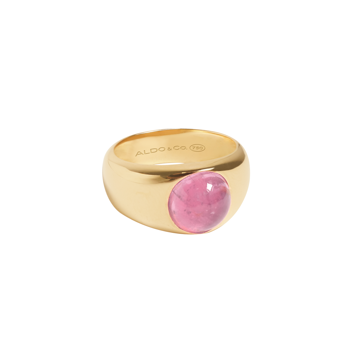 Anillo oro amarillo de 18k con turmalina rosado