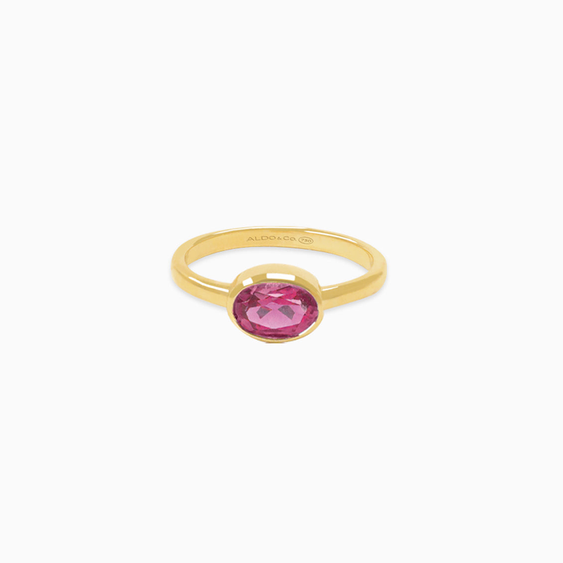 Anillo oro amarillo 18K turmalina oval rojo oscuro