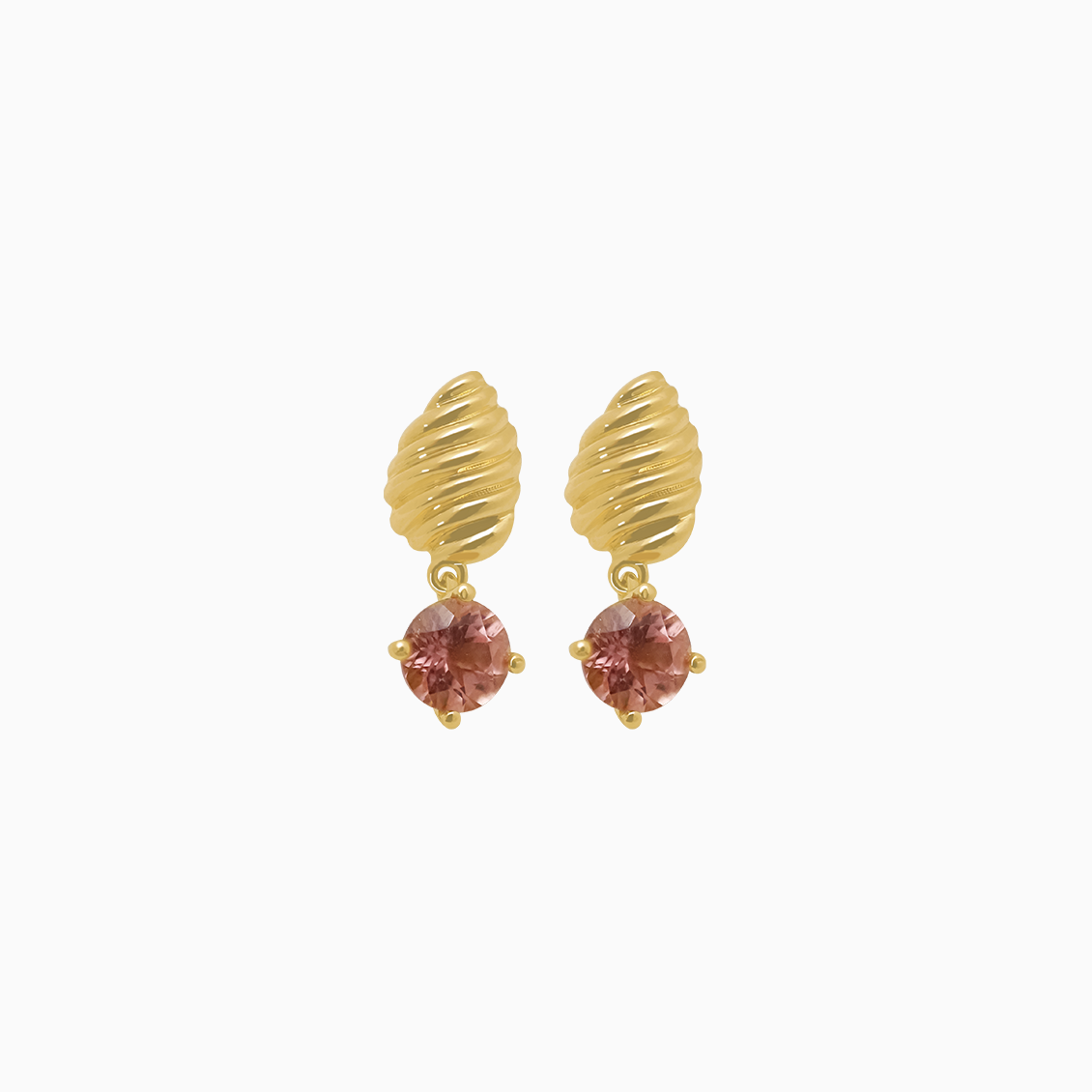 Aretes con oro amarillo 18K con turmalinas rosadas