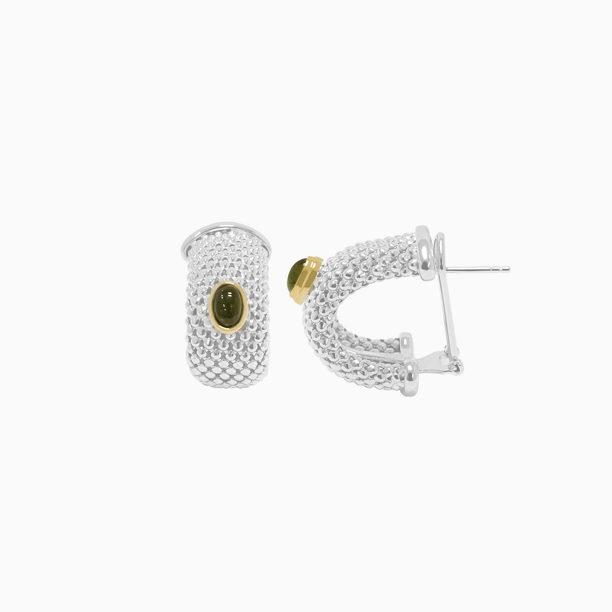 Aretes Ánima con Turmalina verde en plata 925 en oro 18k