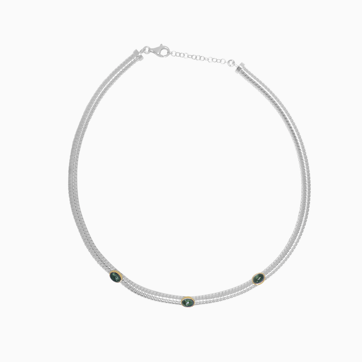 Collar Ánima con Turmalinas verde en plata 925 en oro 18k