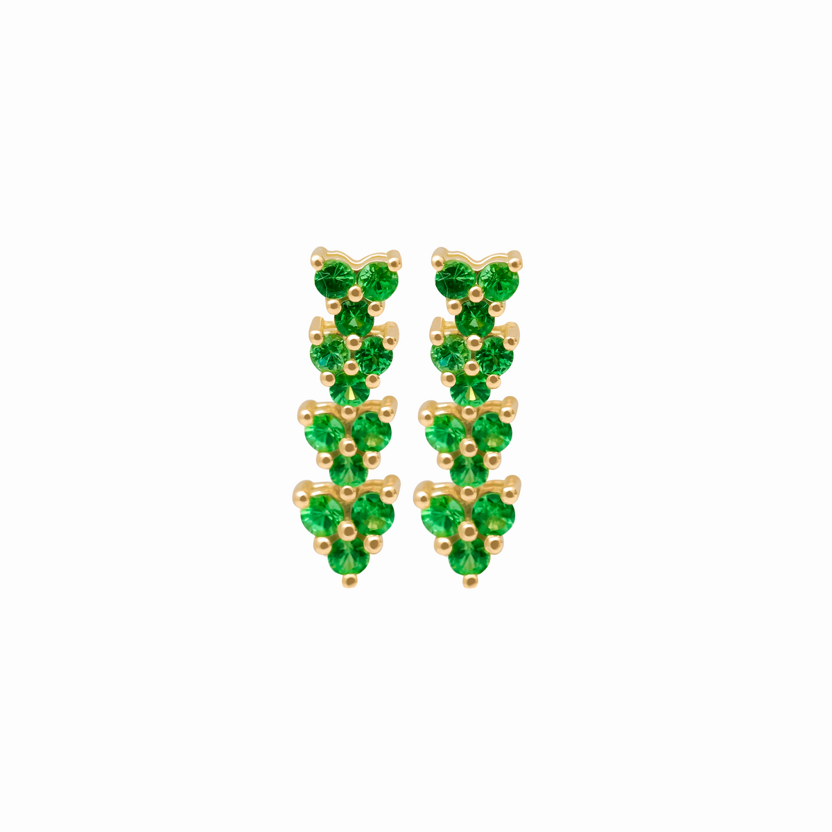 Aretes en oro amarillo de 18K con tsavoritas