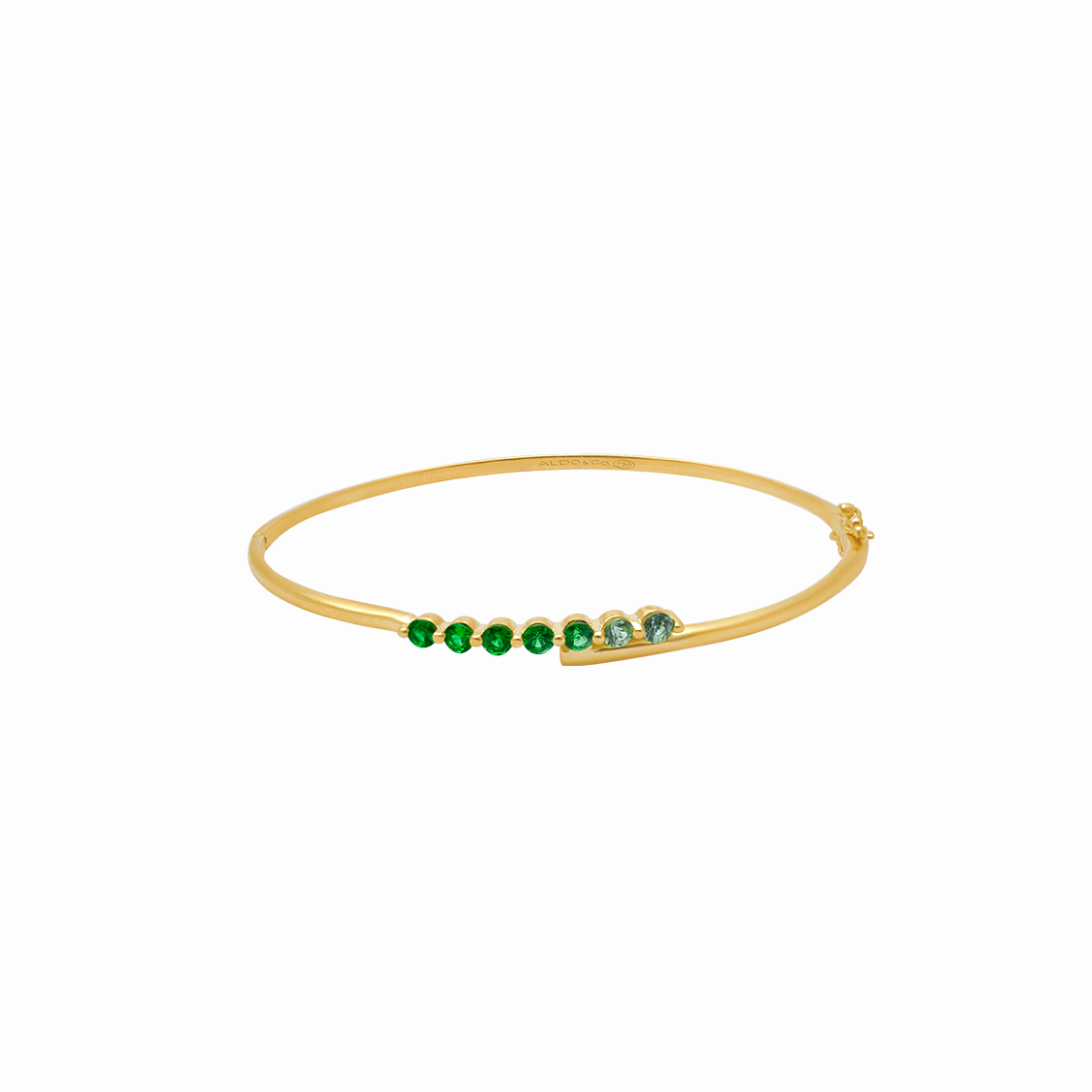 Pulsera en oro amarillo 18K bangle delgado con tsavoritas intercalados