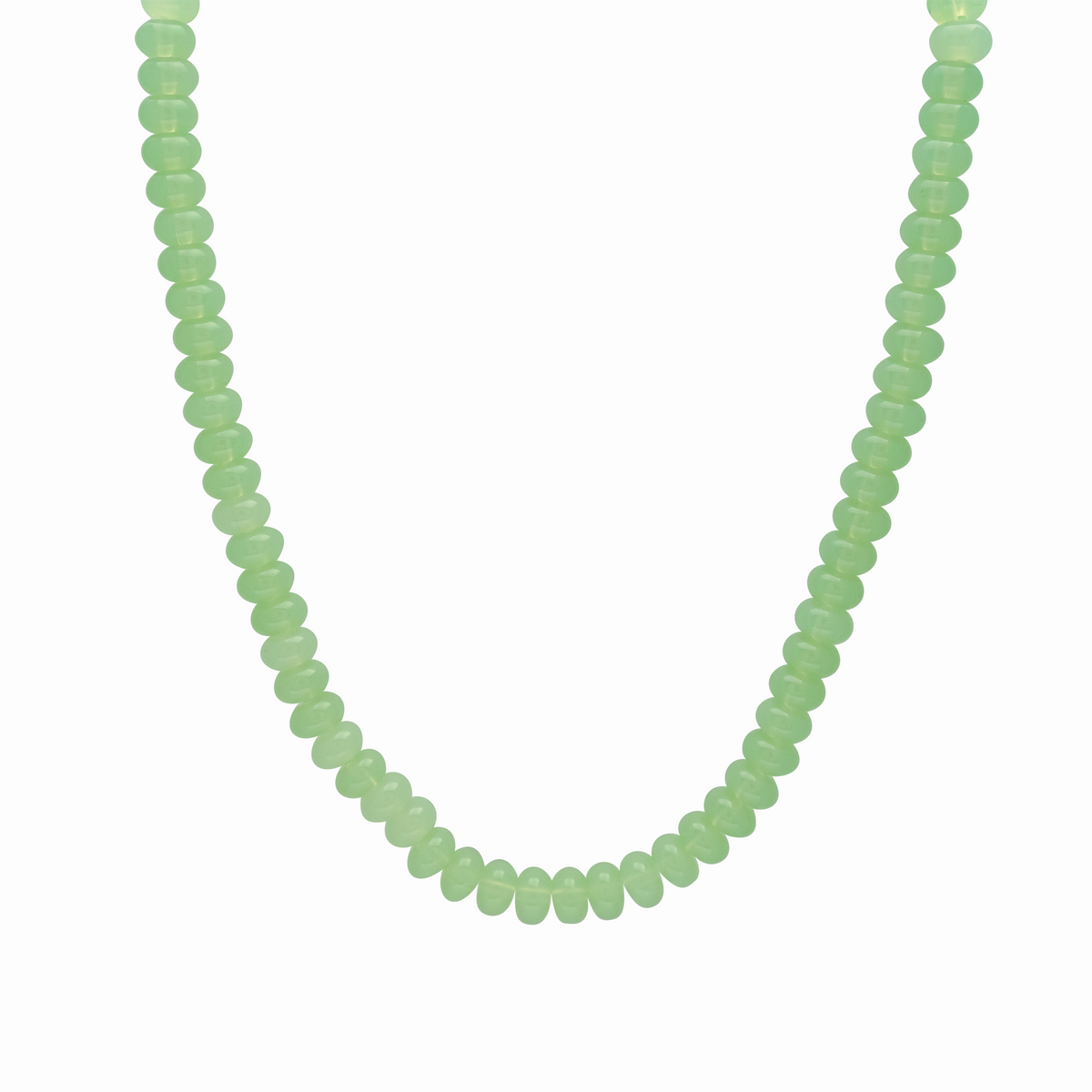 Collar marea de calcita verde con broche de oro amarillo 18K