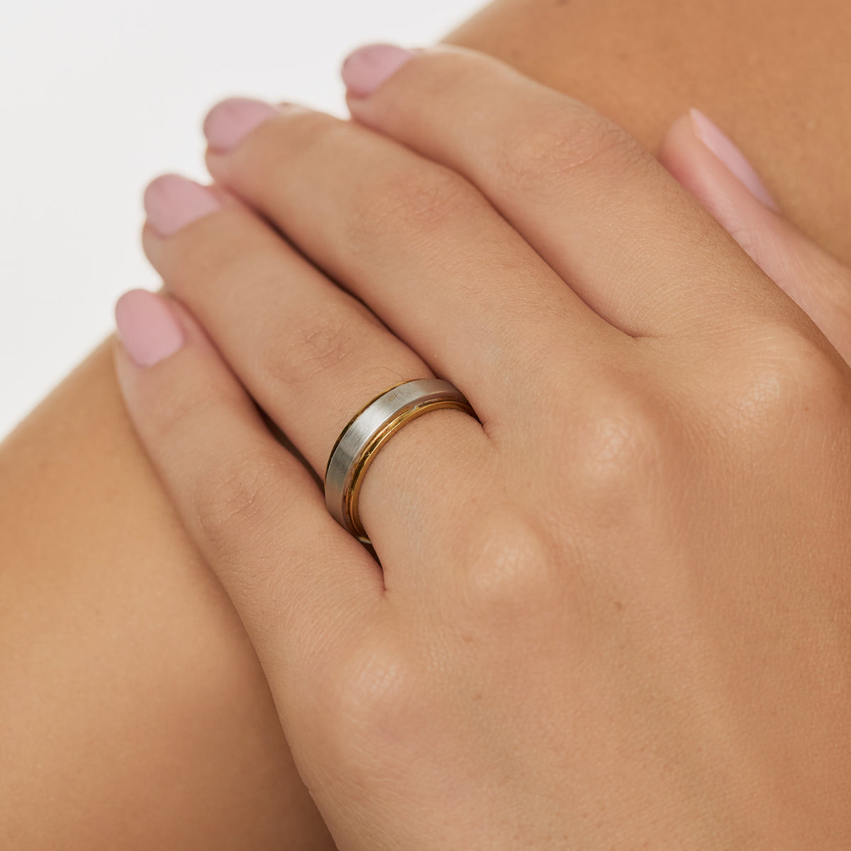 Alianzas en 2 oros de 18K doble cinta 5mm