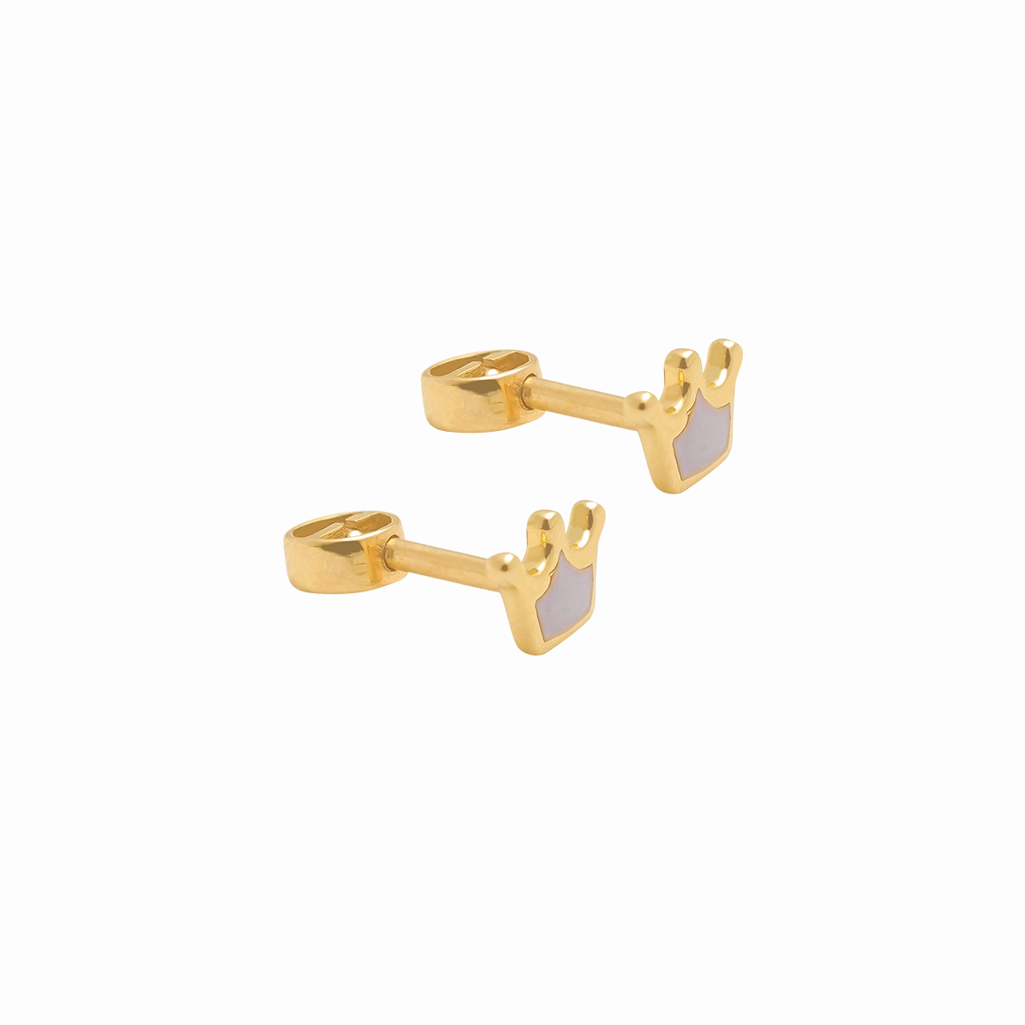 Aretes en oro amarillo 18K coronita para bebé