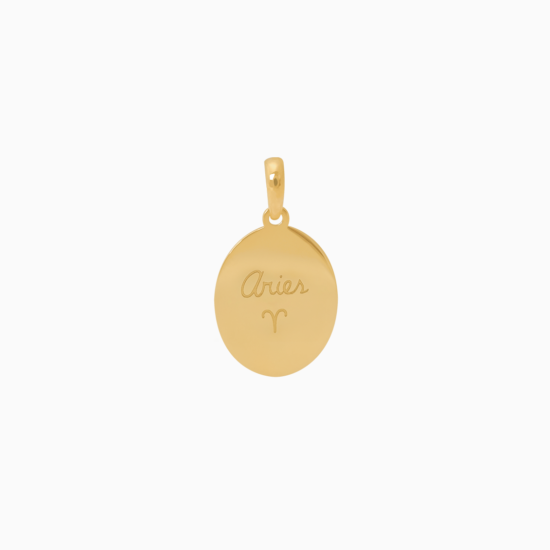 Dije en oro amarillo de 18K placa oval del signo Aries