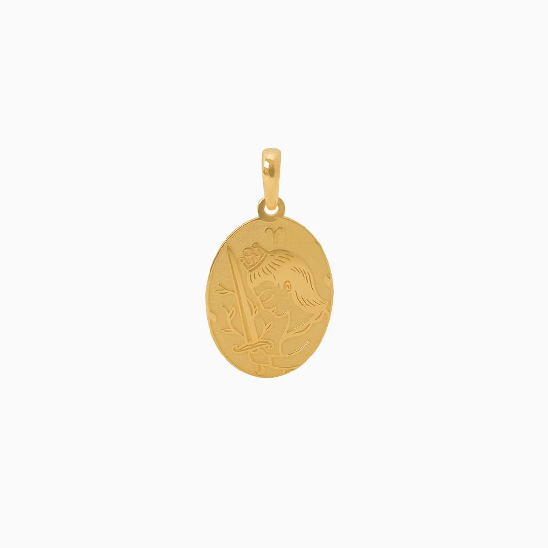 Dije en oro amarillo de 18K placa oval del signo Aries