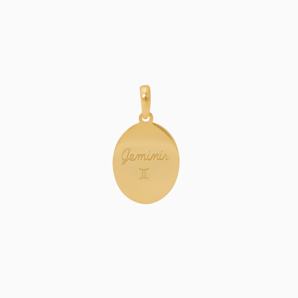 Dije en oro amarillo de 18K placa oval del signo Geminis