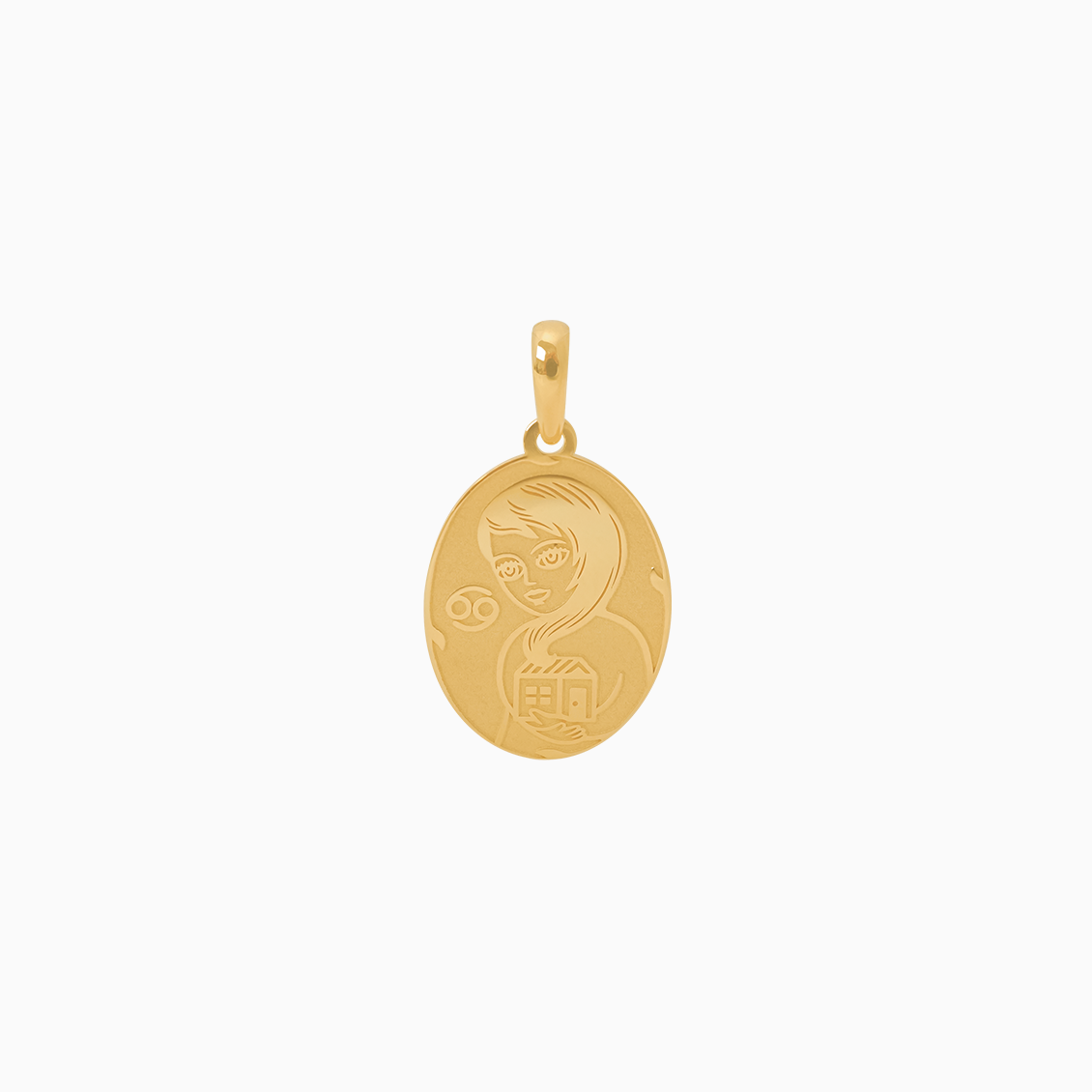 Dije en oro amarillo de 18K placa oval del signo Cancer