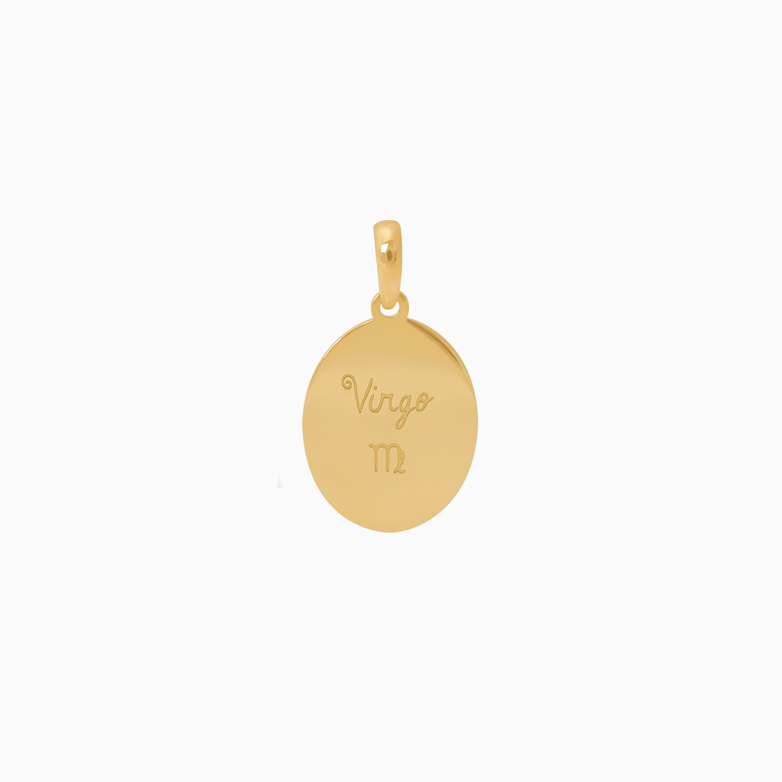 Dije en oro amarillo de 18K placa oval del signo Virgo